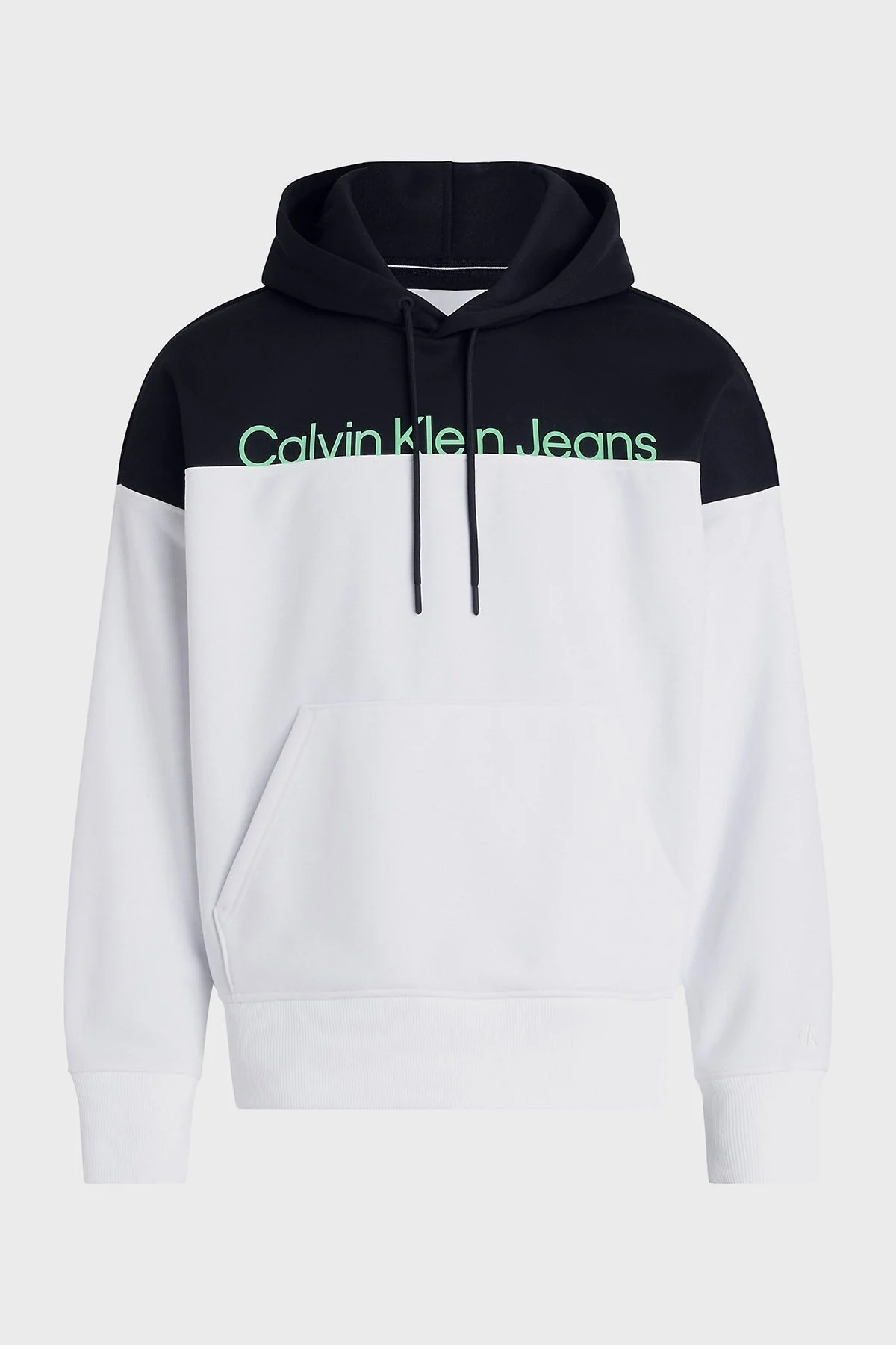Calvin Klein Renk Bloklu Kapüşonlu Kanguru Cepli Regular Fit J30J324089YAF Erkek Sweat J30J324089 YAF BEYAZ-SİYAH - 3
