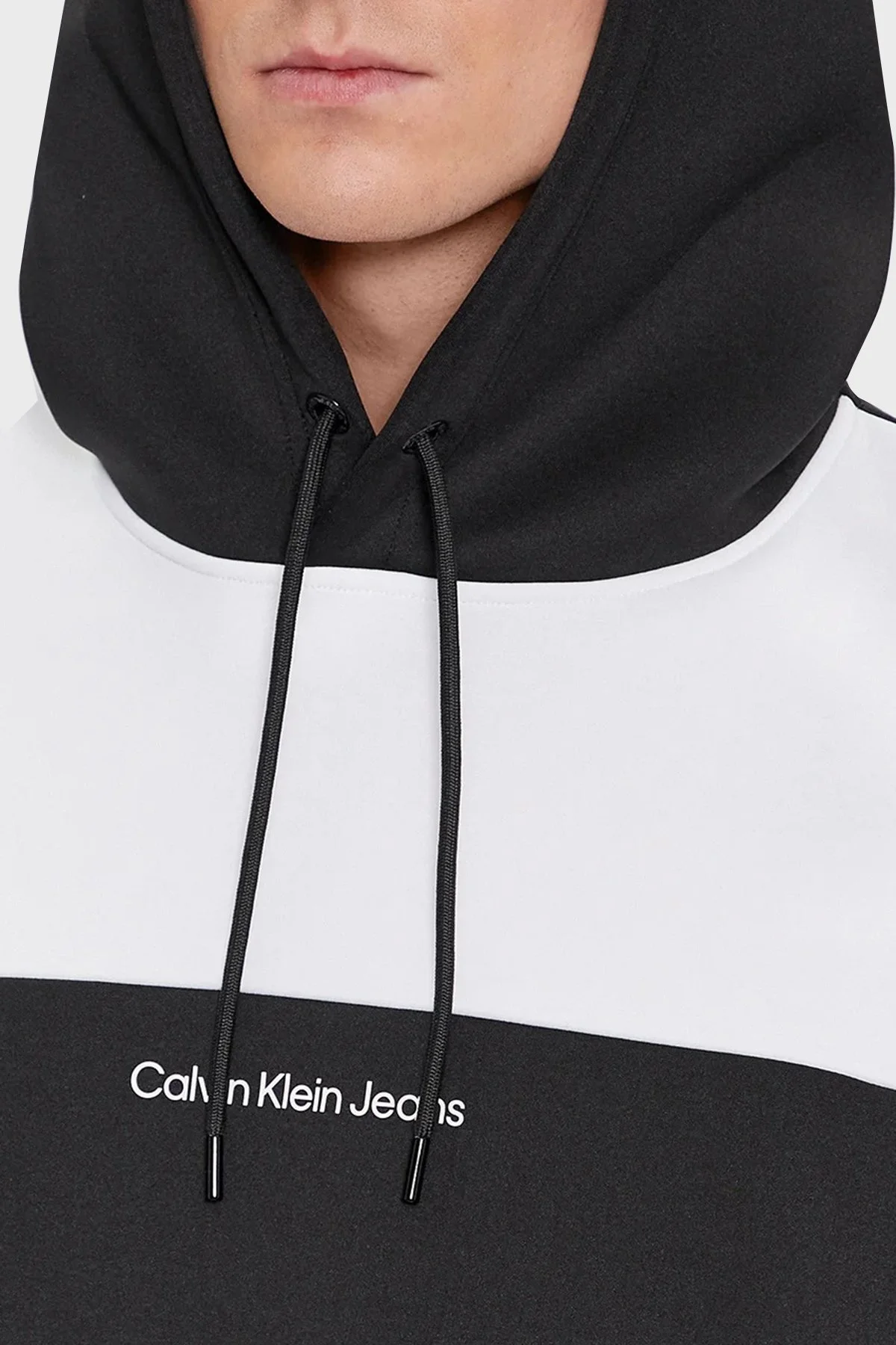 Calvin Klein Renk Bloklu Kapüşonlu Kanguru Cepli Regular Fit J30J324628BEH Erkek Sweat J30J324628 BEH SİYAH - 4