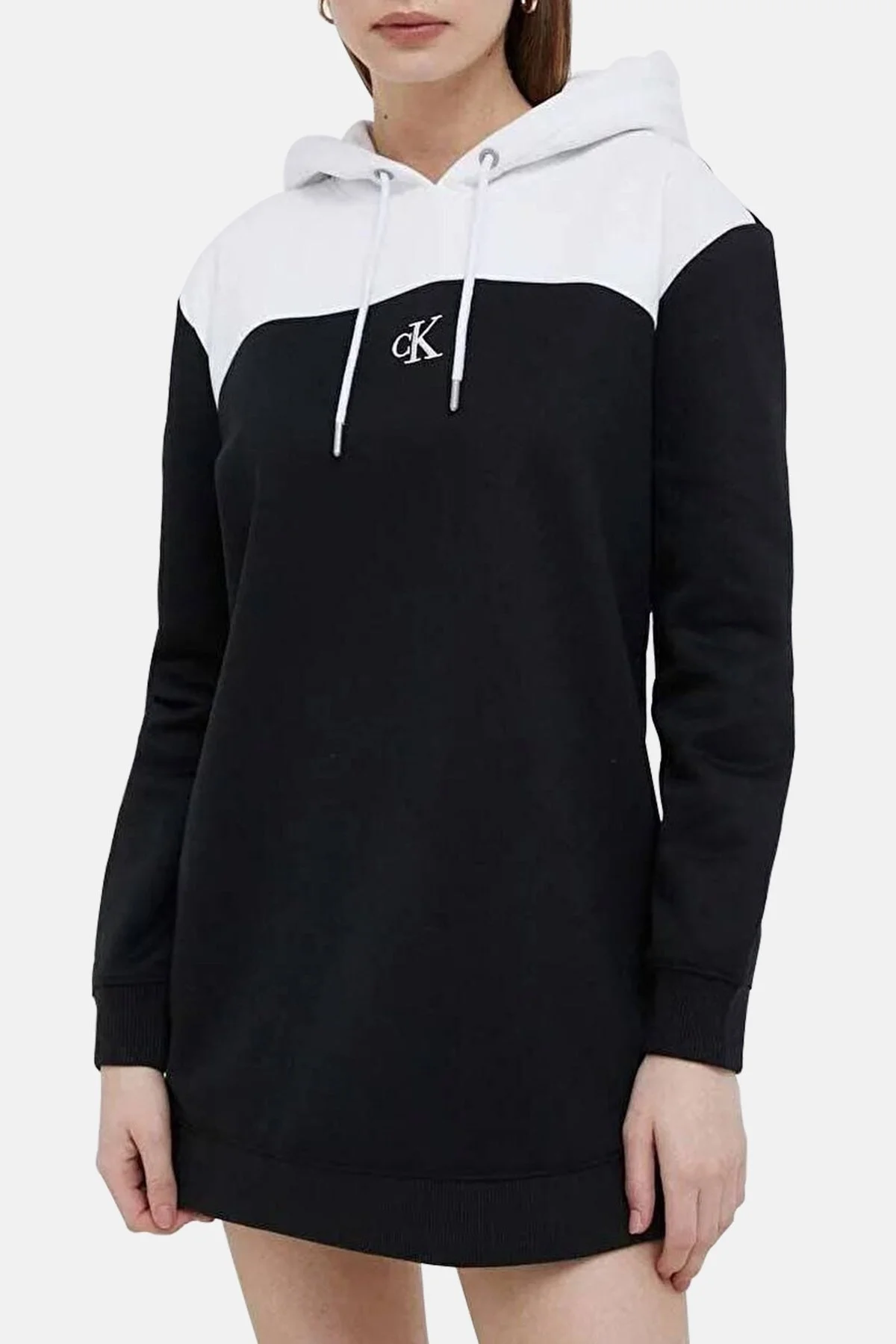 Calvin Klein Renk Bloklu Regular Fit Kapüşonlu J20J221410BEH Bayan Elbise J20J221410 BEH SİYAH - 1