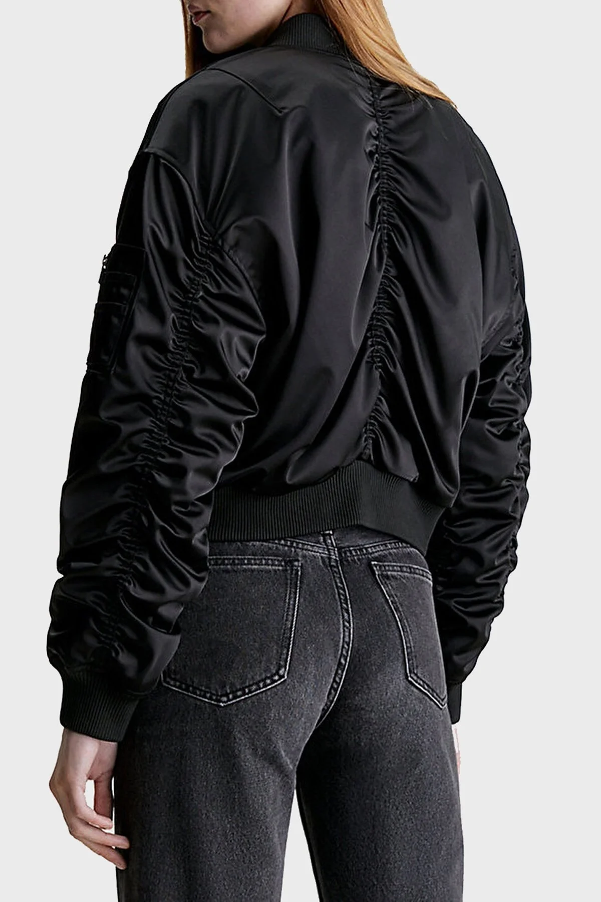 Calvin Klein Saten Görünümlü Regular Fit Bomber Kısa J20J222591BEH Bayan Mont J20J222591 BEH SİYAH - 2