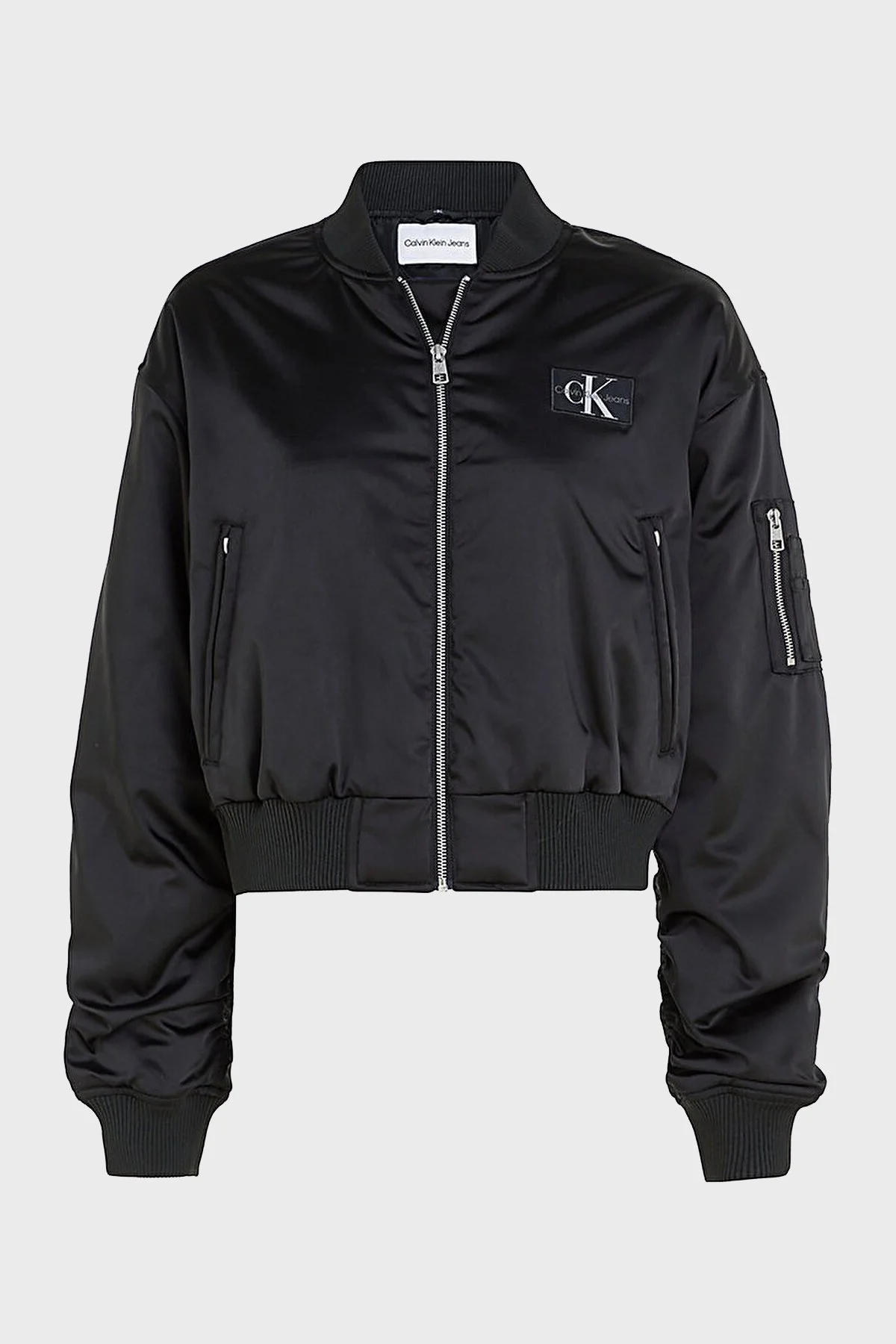 Calvin Klein Saten Görünümlü Regular Fit Bomber Kısa J20J222591BEH Bayan Mont J20J222591 BEH SİYAH - 5