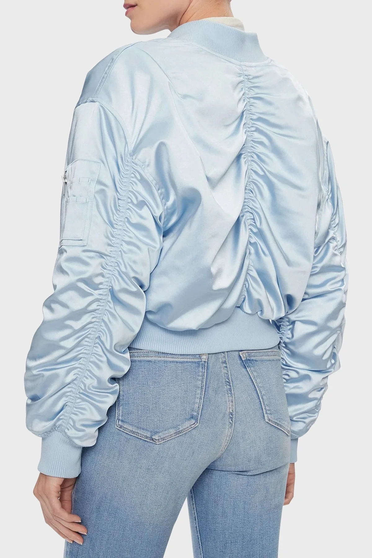 Calvin Klein Saten Görünümlü Regular Fit Bomber Kısa J20J222591CYR Bayan Mont J20J222591 CYR AÇIK MAVİ - 3