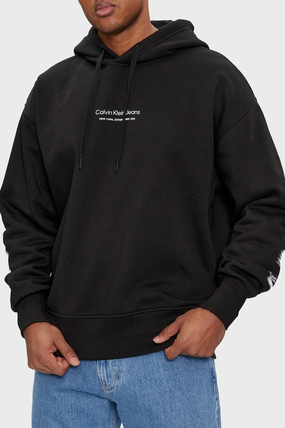 Calvin Klein Sırt Baskılı Kapüşonlu Pamuklu Regular Fit J30J324629BEH Erkek Sweat J30J324629 BEH SİYAH - 1