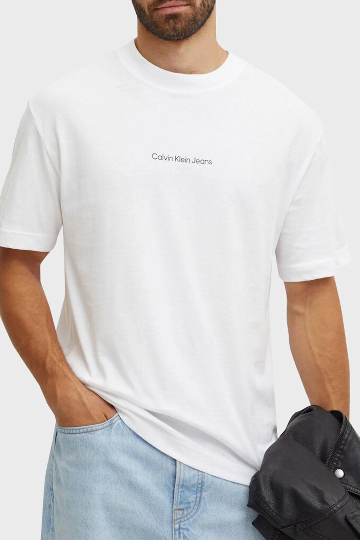 Calvin Klein Sırt Baskılı Relaxed Fit J30J325688YAF Erkek T Shirt J30J325688 YAF BEYAZ - 1