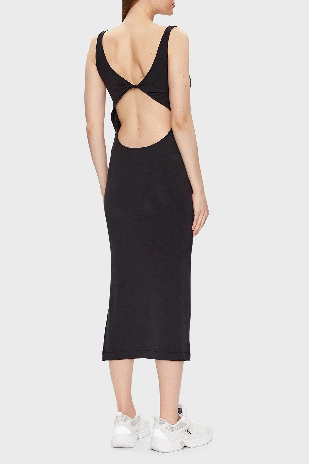 Calvin Klein Sırt Dekolteli Yırtmaçlı Regular Fit Uzun J20J221409BEH Bayan Elbise J20J221409 BEH SİYAH - 2