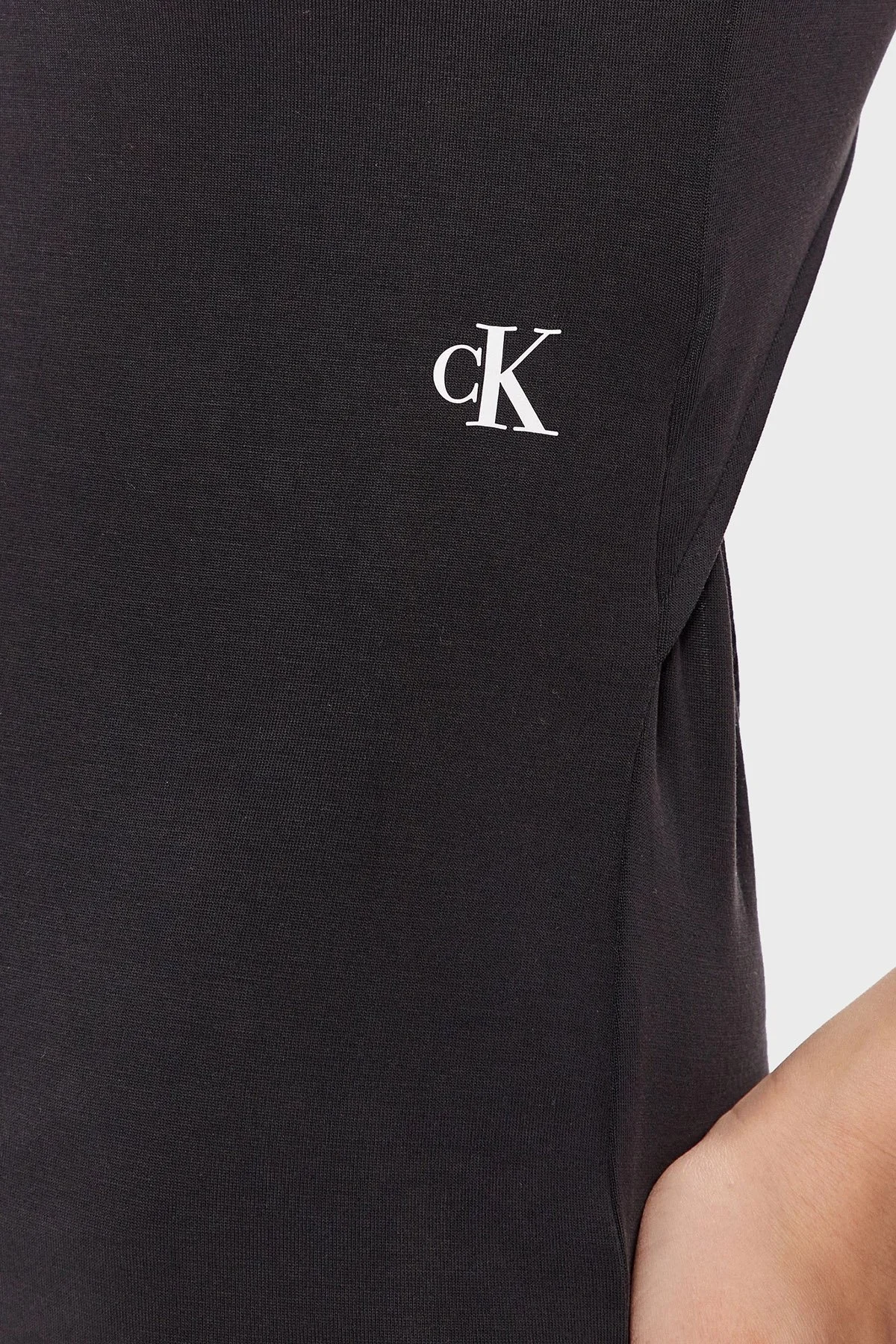 Calvin Klein Sırt Dekolteli Yırtmaçlı Regular Fit Uzun J20J221409BEH Bayan Elbise J20J221409 BEH SİYAH - 5