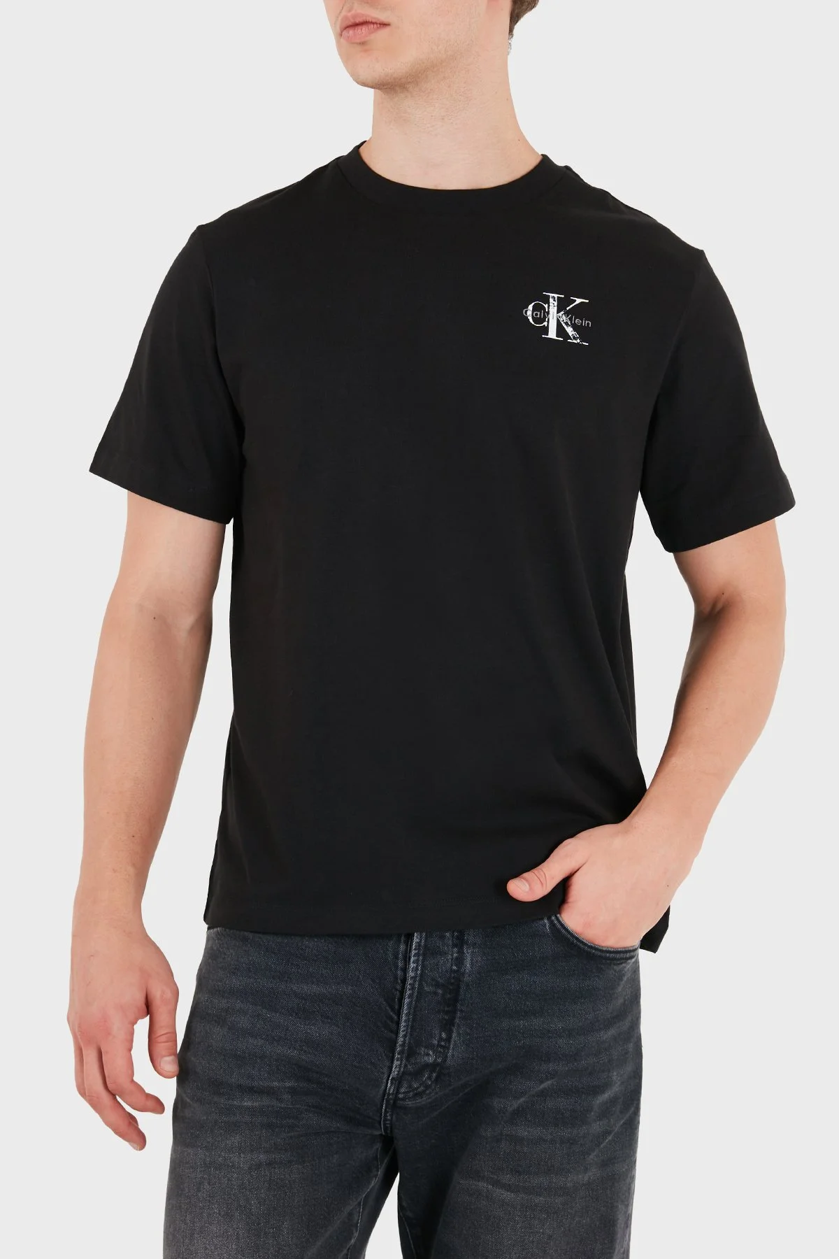 Calvin Klein Sırt Detaylı Pamuklu Bisiklet Yak Erkek T Shirt LV04RH846G UB1 Siyah - 1