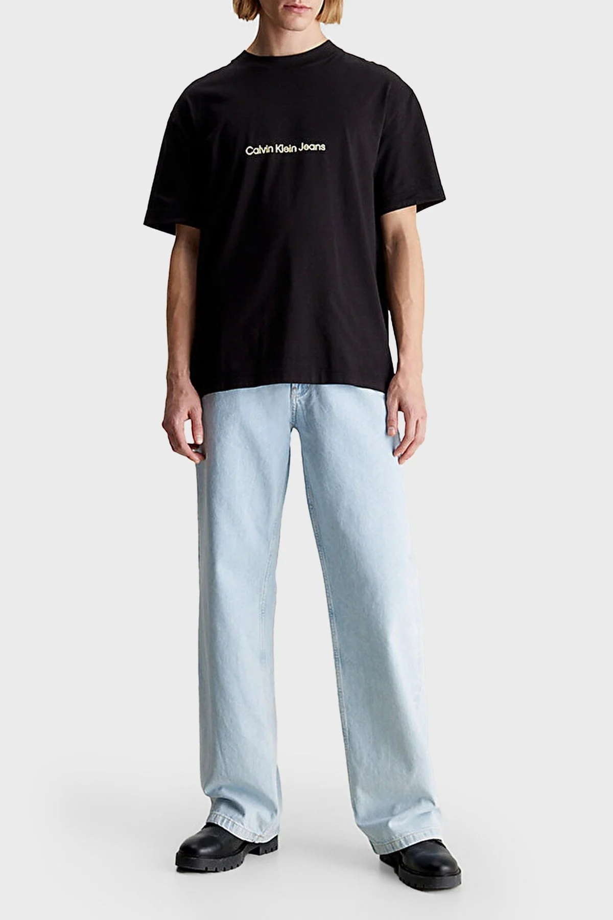 Calvin Klein Sırtı Baskılı Bisiklet Yaka Relaxed Fit Pamuklu Jarse J30J325492BEH Erkek T Shirt J30J325492 BEH SİYAH - 3