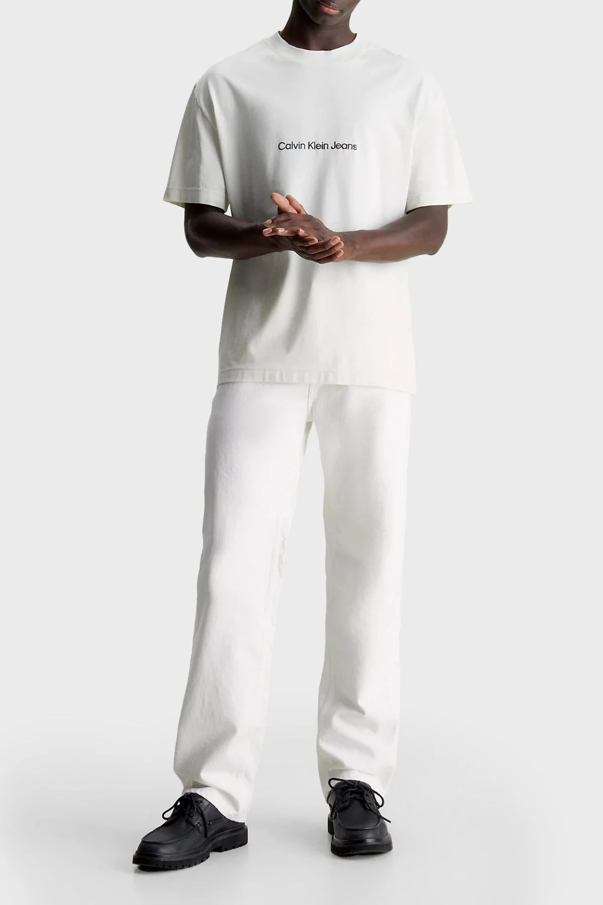 Calvin Klein Sırtı Baskılı Bisiklet Yaka Relaxed Fit Pamuklu Jarse J30J325492CGA Erkek T Shirt J30J325492 CGA TAŞ - 3