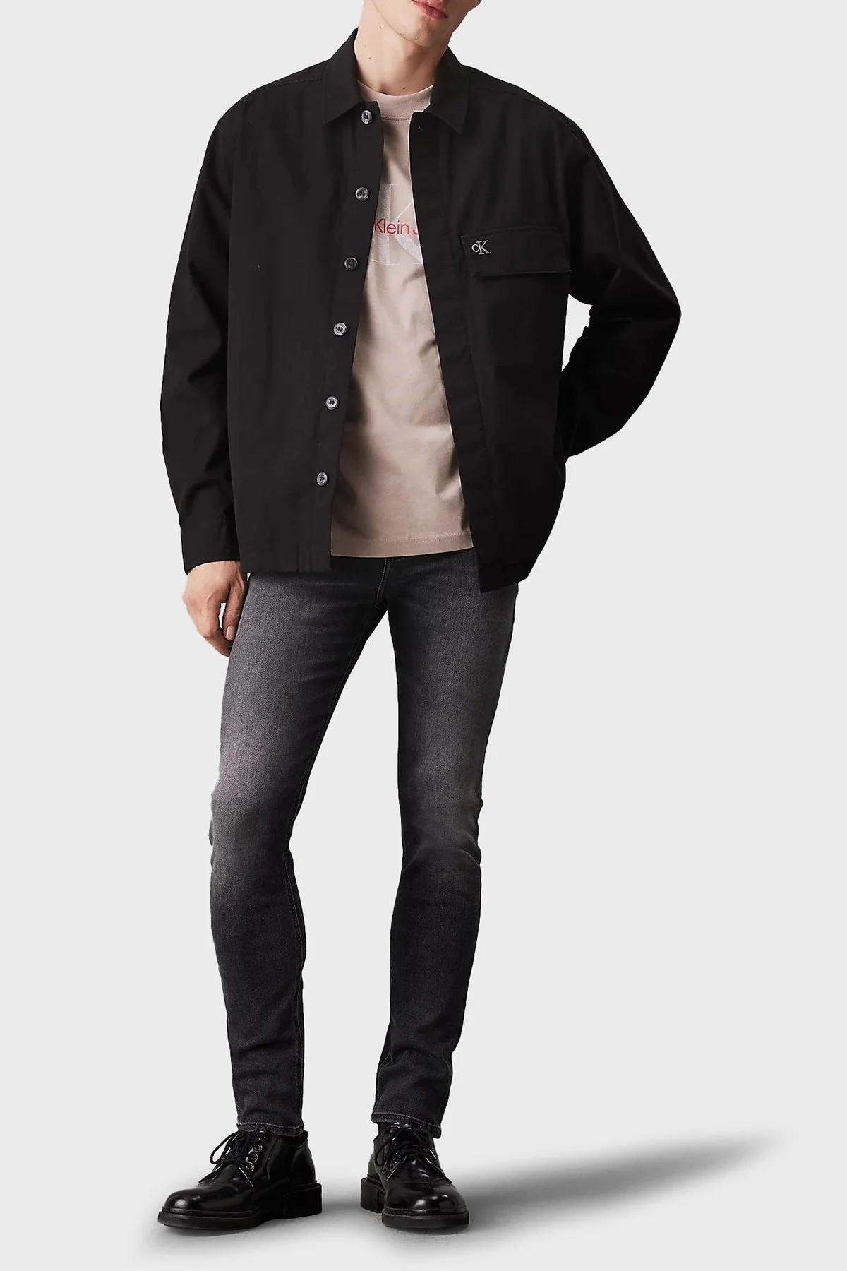 Calvin Klein Skinny Fit Normal Bel Dar Paça Jeans J30J3265281BY Erkek Kot Pantolon J30J326528 1BY SİYAH - 8