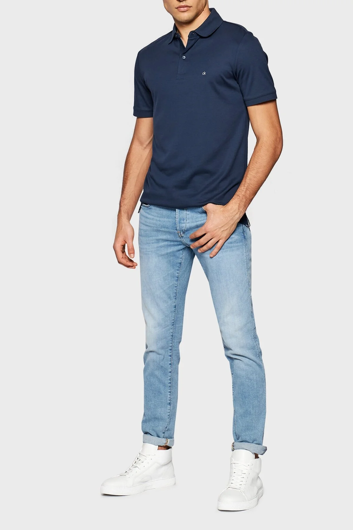 Calvin Klein Slim Fit % 100 Pamuk Düğmeli T Shirt Erkek Polo K10K107090 DW4 LACİVERT - 2