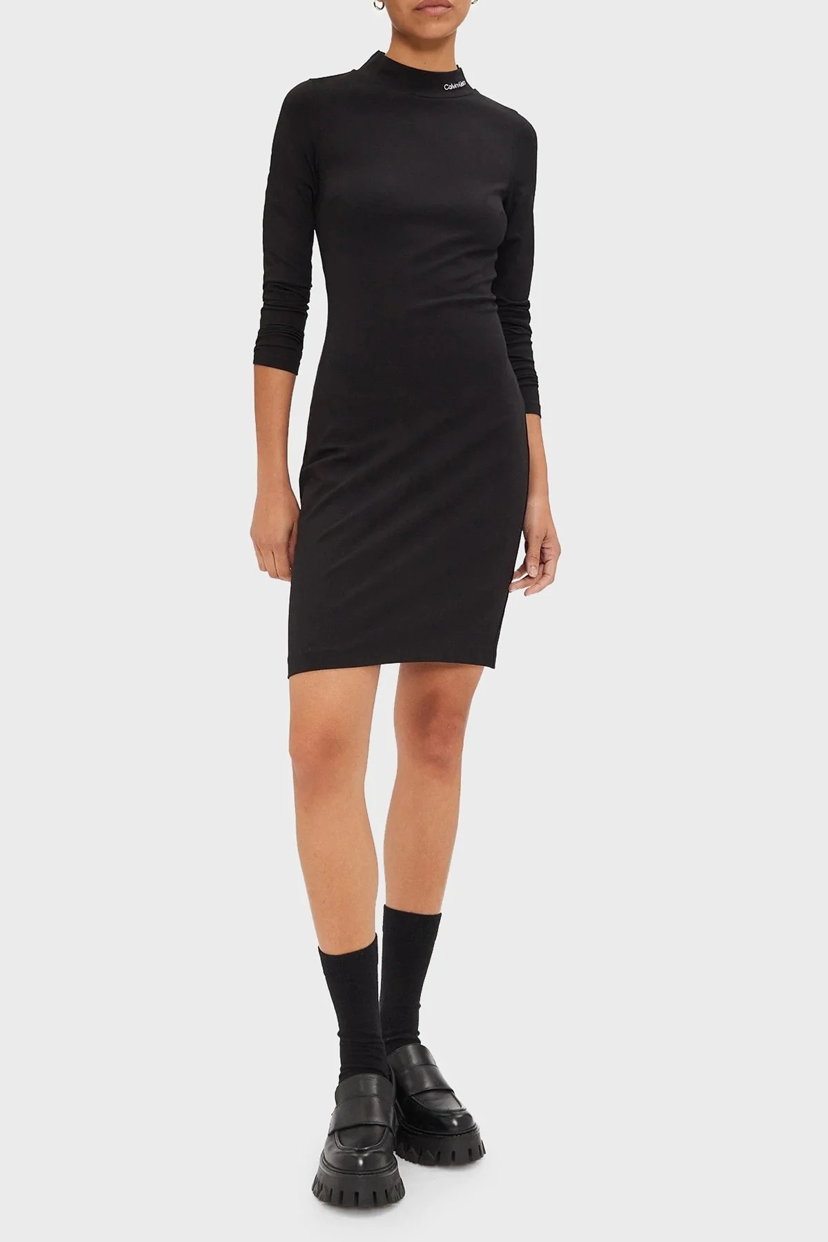 Calvin Klein Slim Fit Balıkçı Yaka Mini J20J225395BEH Bayan Elbise J20J225395 BEH SİYAH - 2