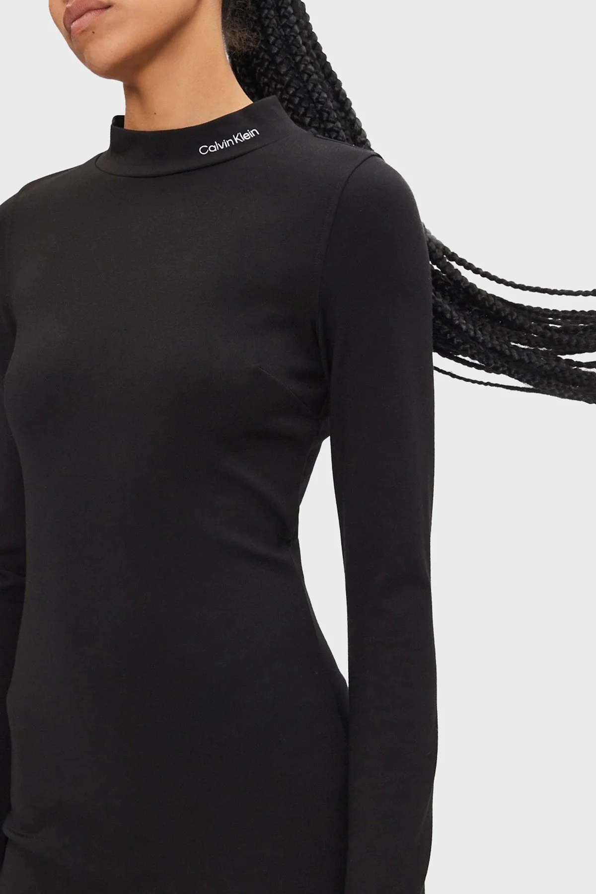 Calvin Klein Slim Fit Balıkçı Yaka Mini J20J225395BEH Bayan Elbise J20J225395 BEH SİYAH - 4