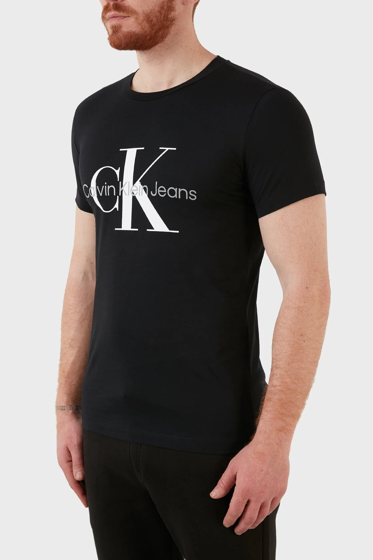 Calvin Klein Slim Fit Bisiklet Yaka % 100 Pamuk Erkek T Shirt J30J320935 BEH SİYAH - 2