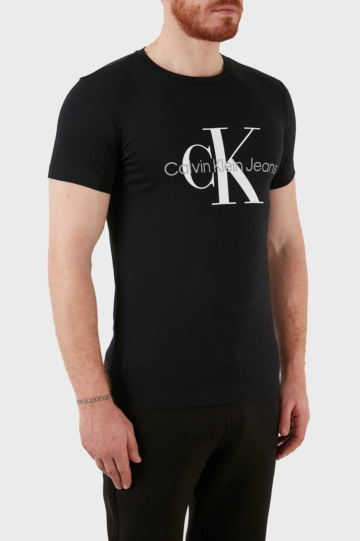 Calvin Klein Slim Fit Bisiklet Yaka % 100 Pamuk Erkek T Shirt J30J320935 BEH SİYAH - 3