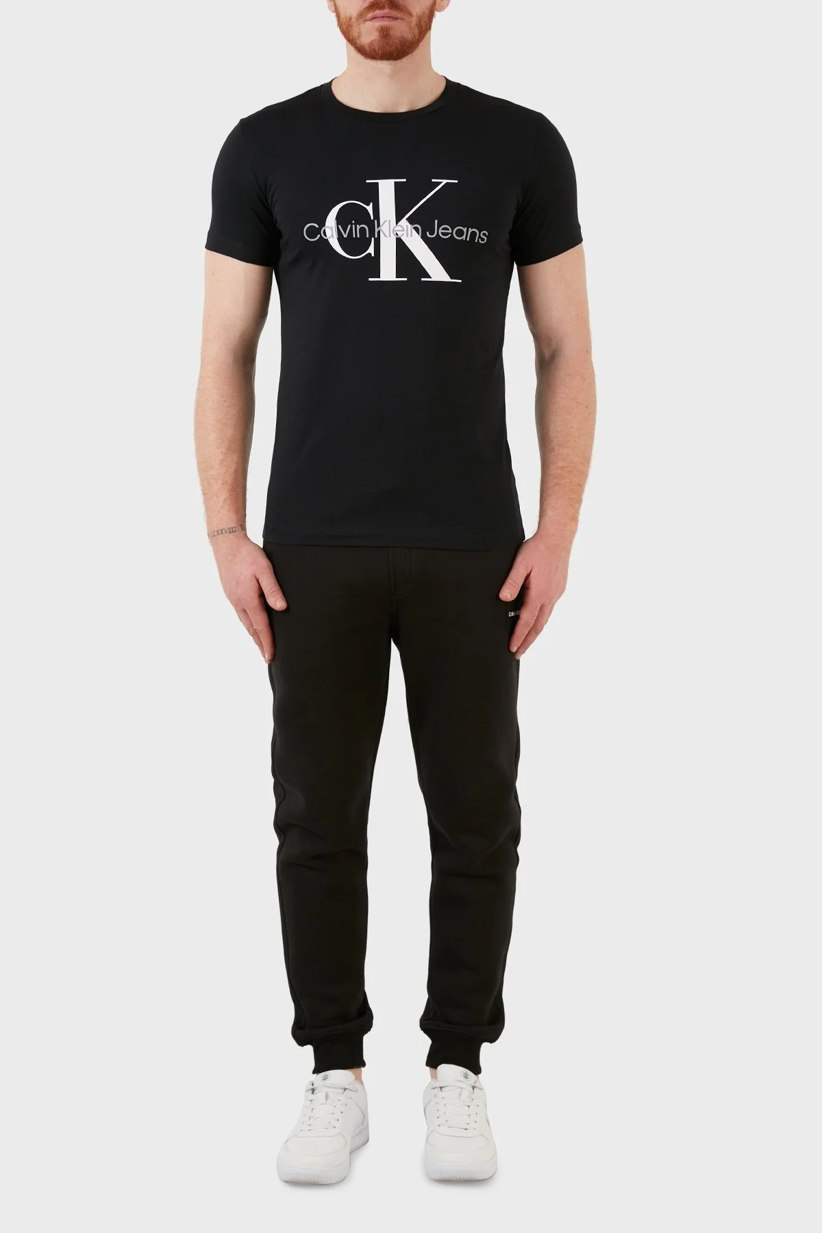 Calvin Klein Slim Fit Bisiklet Yaka % 100 Pamuk Erkek T Shirt J30J320935 BEH SİYAH - 4