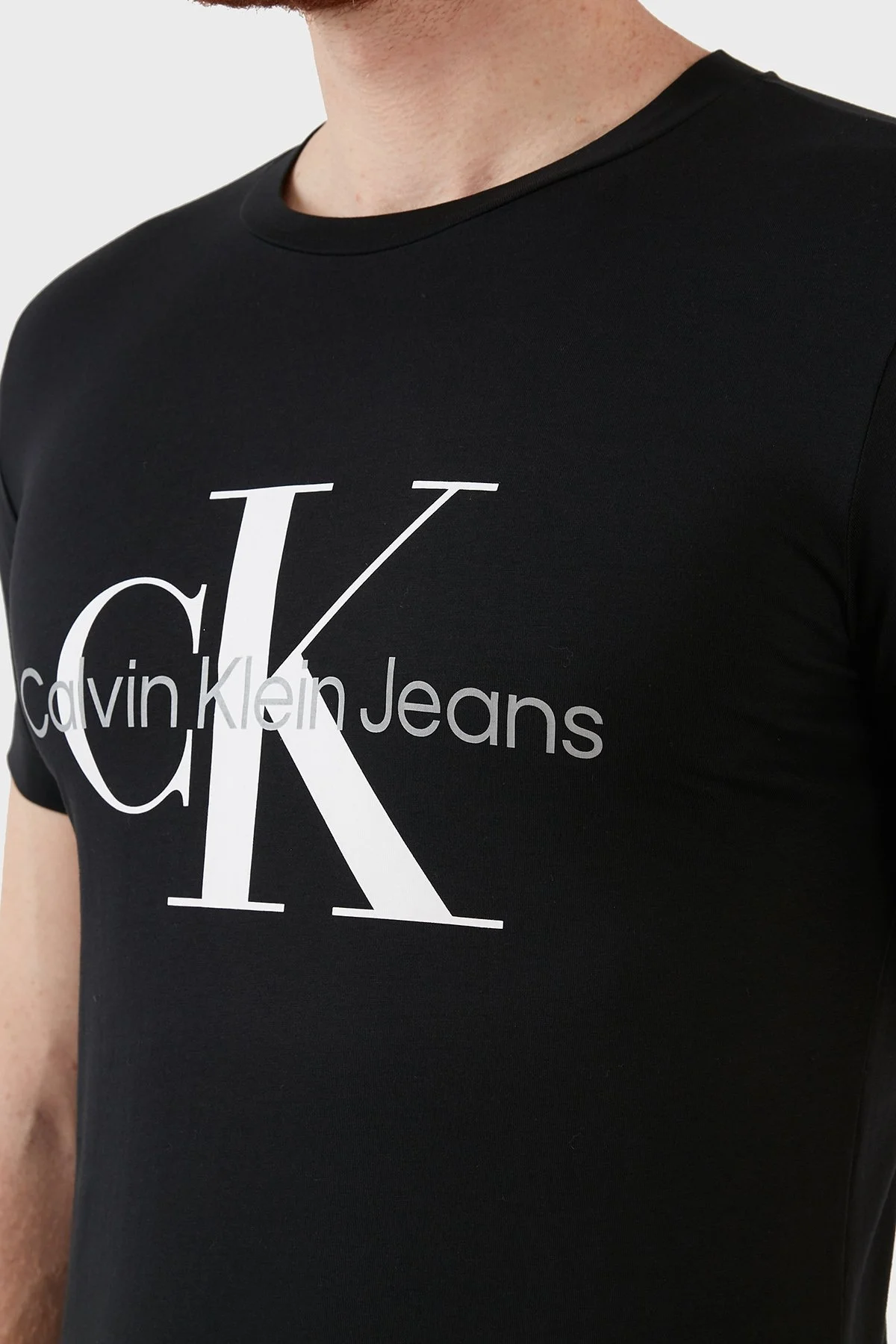 Calvin Klein Slim Fit Bisiklet Yaka % 100 Pamuk Erkek T Shirt J30J320935 BEH SİYAH - 6