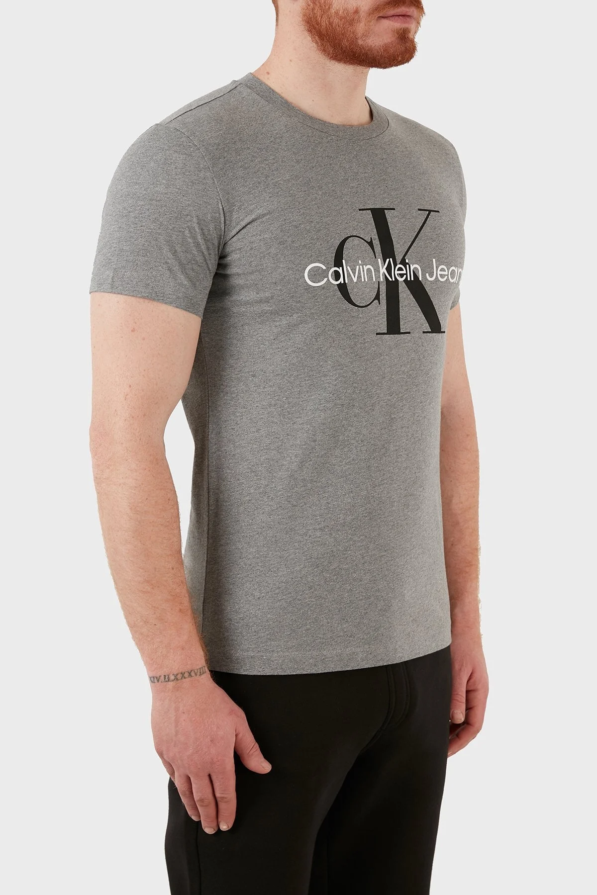 Calvin Klein Slim Fit Bisiklet Yaka % 100 Pamuk Erkek T Shirt J30J320935 P2D GRİ - 2