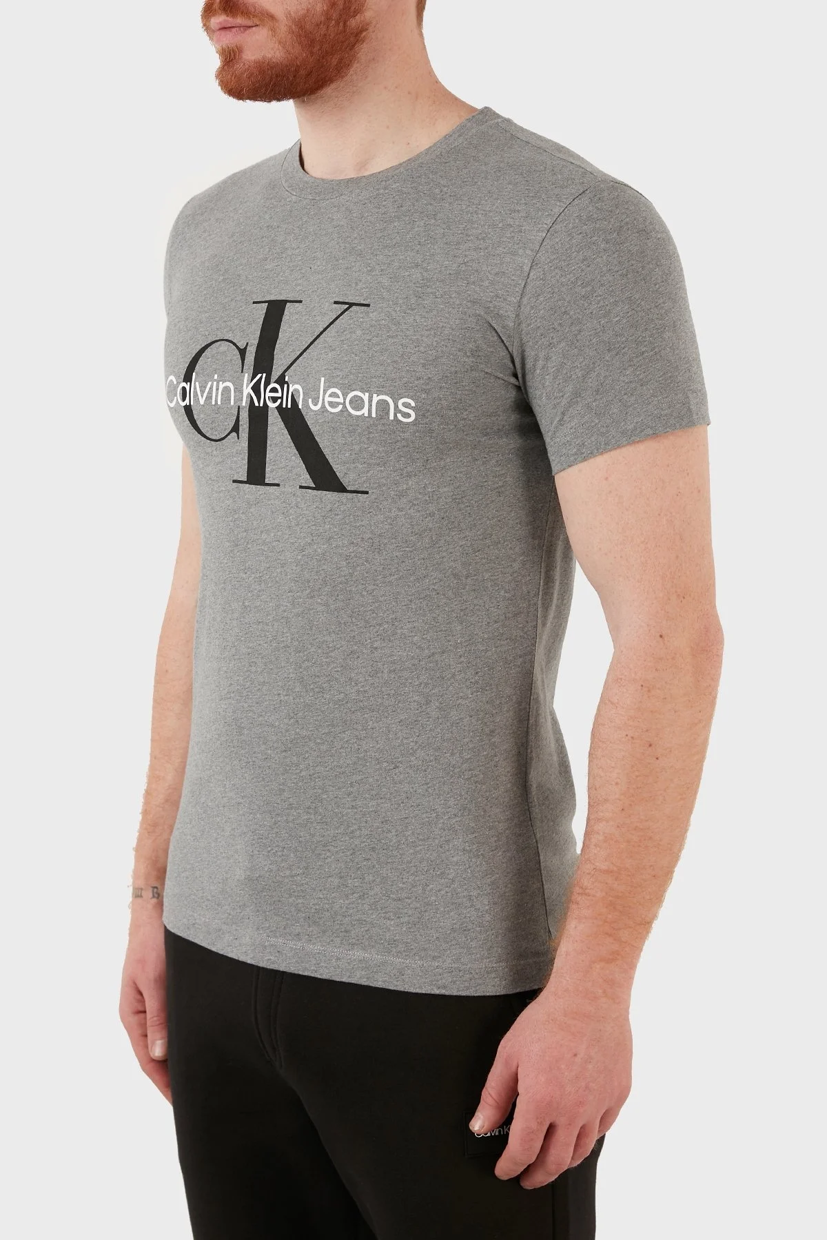 Calvin Klein Slim Fit Bisiklet Yaka % 100 Pamuk Erkek T Shirt J30J320935 P2D GRİ - 9