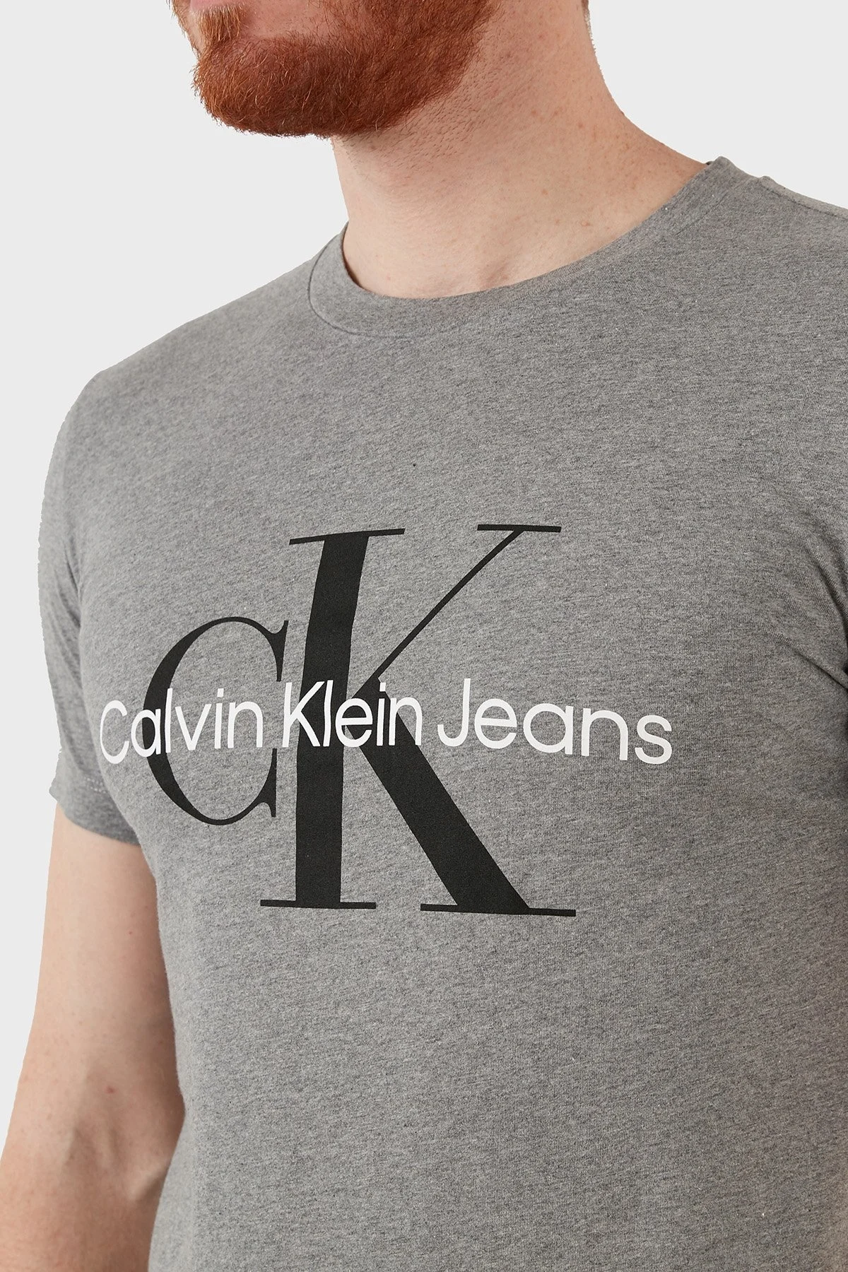 Calvin Klein Slim Fit Bisiklet Yaka % 100 Pamuk Erkek T Shirt J30J320935 P2D GRİ - 12