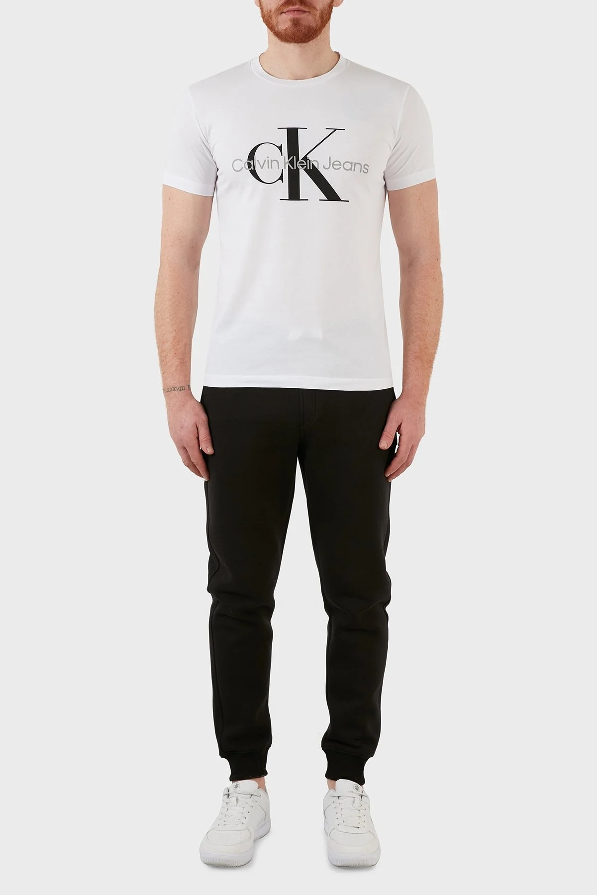 Calvin Klein Slim Fit Bisiklet Yaka % 100 Pamuk Erkek T Shirt J30J320935 YAF BEYAZ - 9