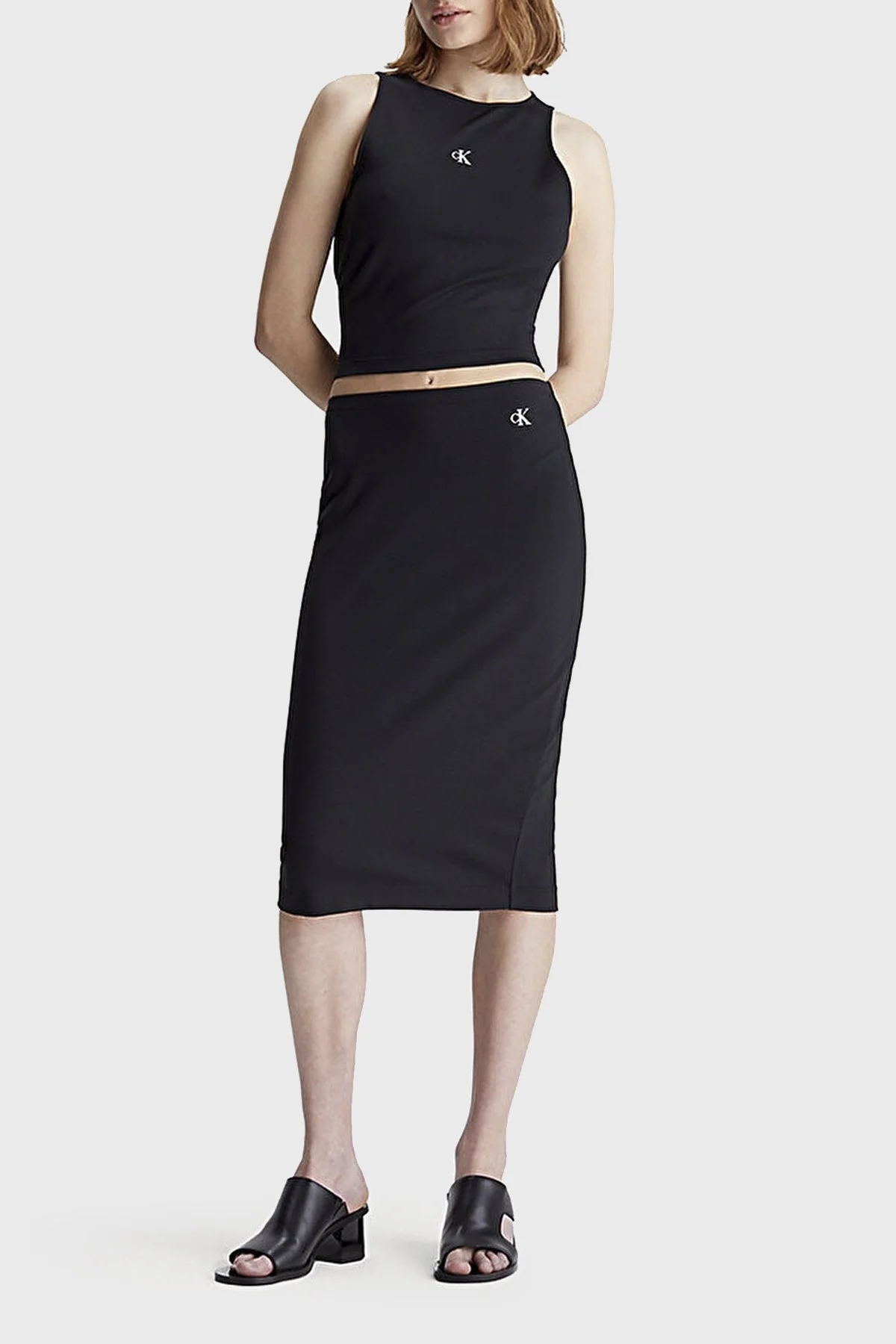 Calvin Klein Slim Fit Cut Out Kolsuz J20J223107BEH Bayan Top J20J223107 BEH SİYAH - 3