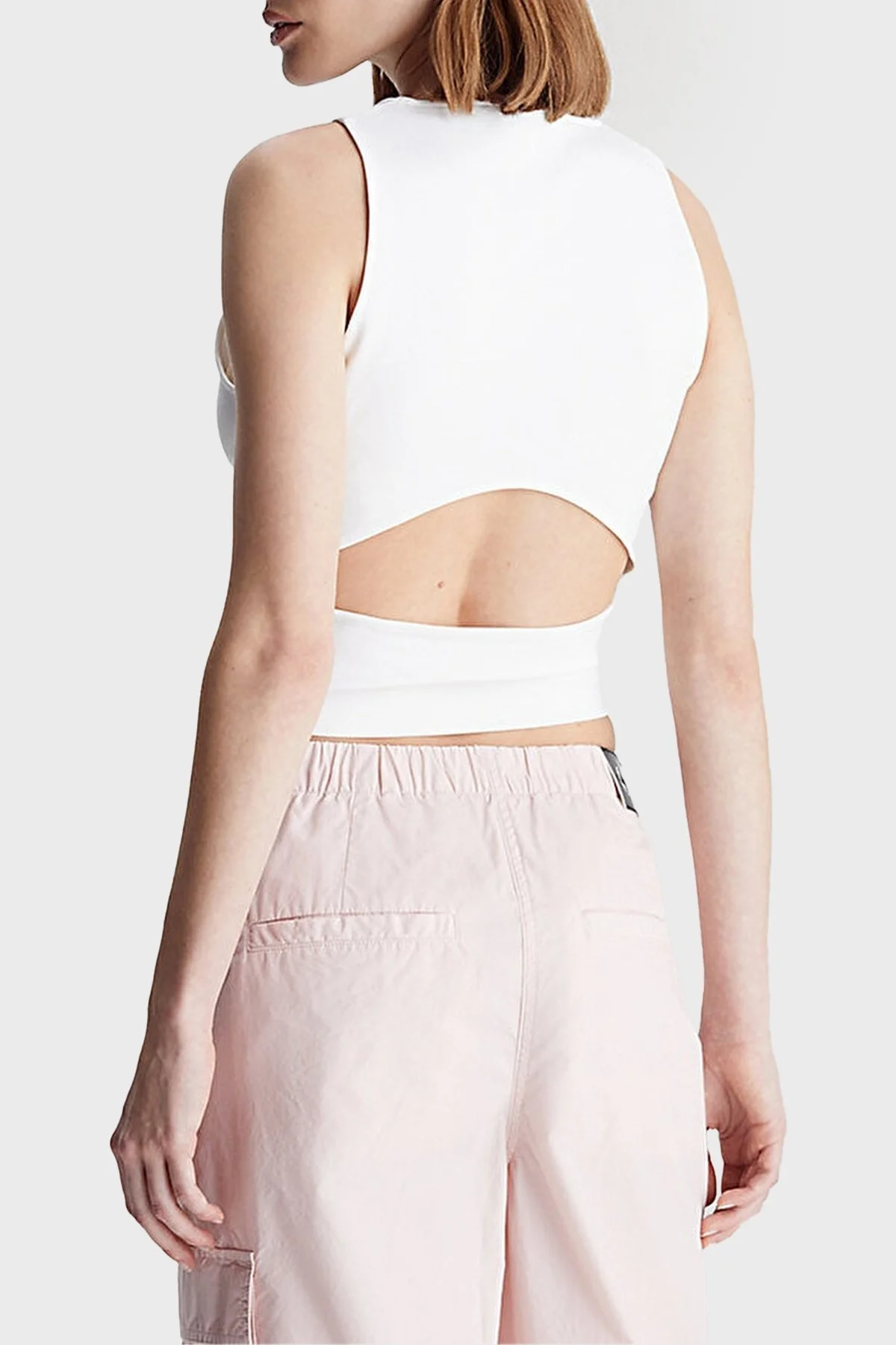 Calvin Klein Slim Fit Cut Out Kolsuz J20J223107YAF Bayan Top J20J223107 YAF BEYAZ - 2