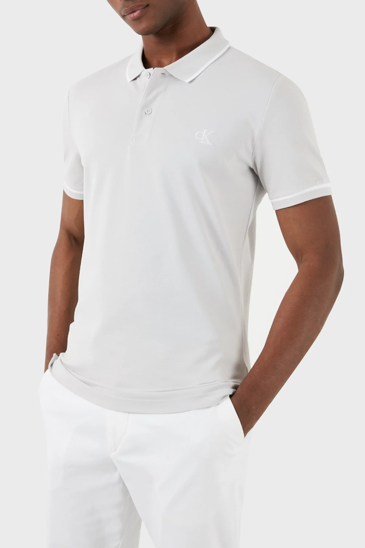Calvin Klein Slim Fit Düğmeli J30J315603PC8 Erkek Polo Yaka T Shirt J30J315603 PC8 GRİ - 3
