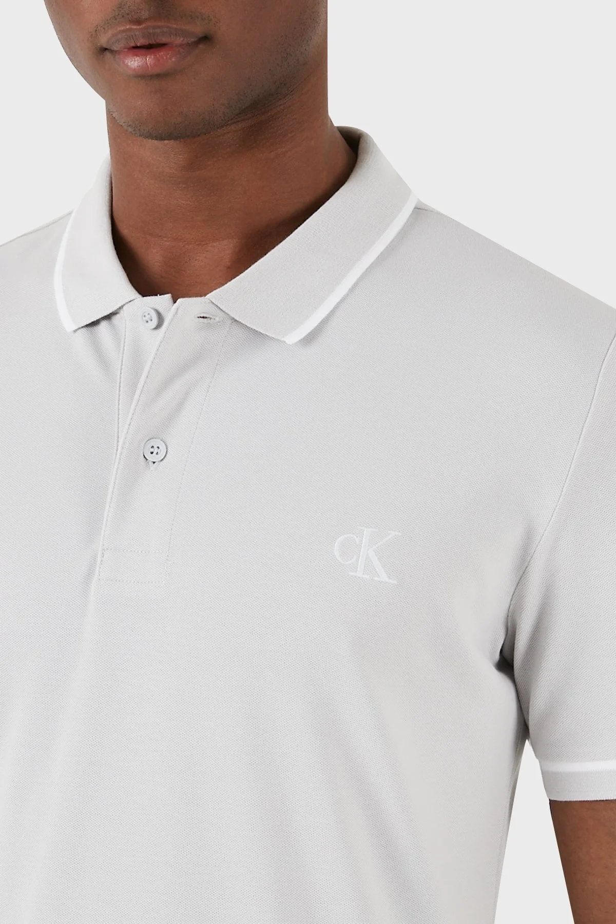 Calvin Klein Slim Fit Düğmeli J30J315603PC8 Erkek Polo Yaka T Shirt J30J315603 PC8 GRİ - 4