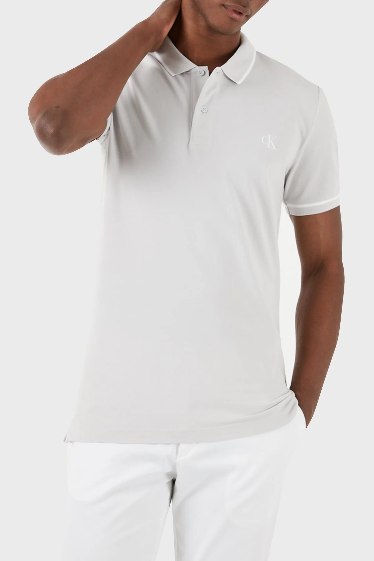 Calvin Klein Slim Fit Düğmeli J30J315603PC8 Erkek Polo Yaka T Shirt J30J315603 PC8 GRİ - 5