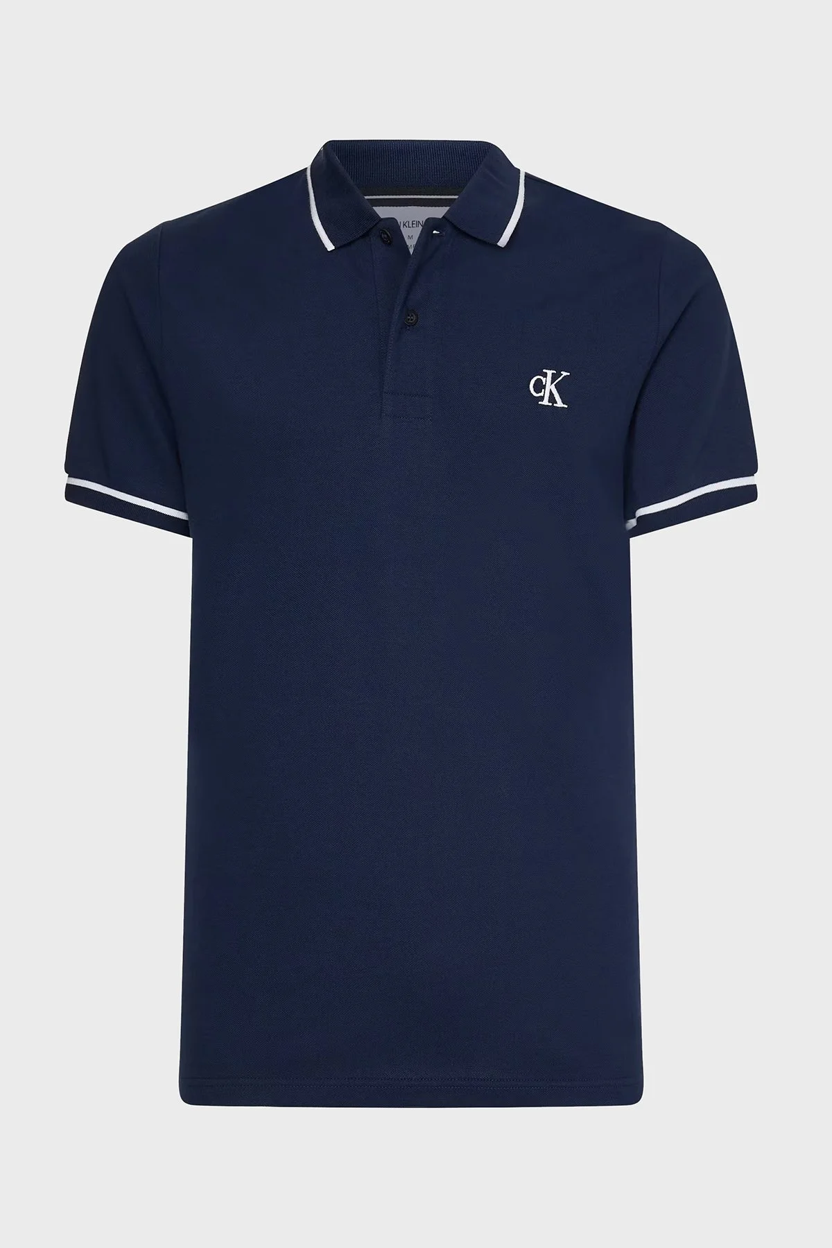 Calvin Klein Slim Fit Düğmeli Pamuklu T Shirt Erkek Polo J30J315603 CBK LACİVERT - 4