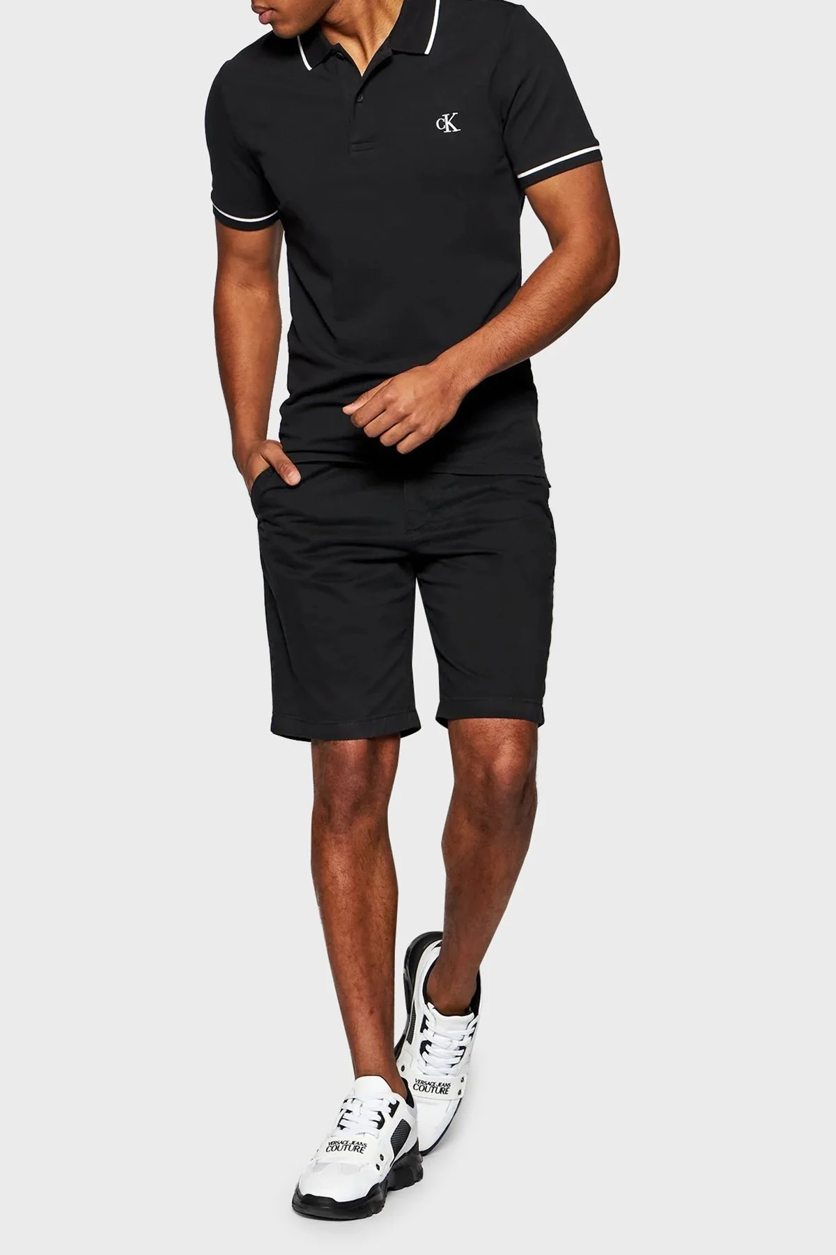 Calvin Klein Pamuklu Slim Fit Düğmeli Yaka Erkek Polo T Shirt J30J315603 BAE SİYAH - 2