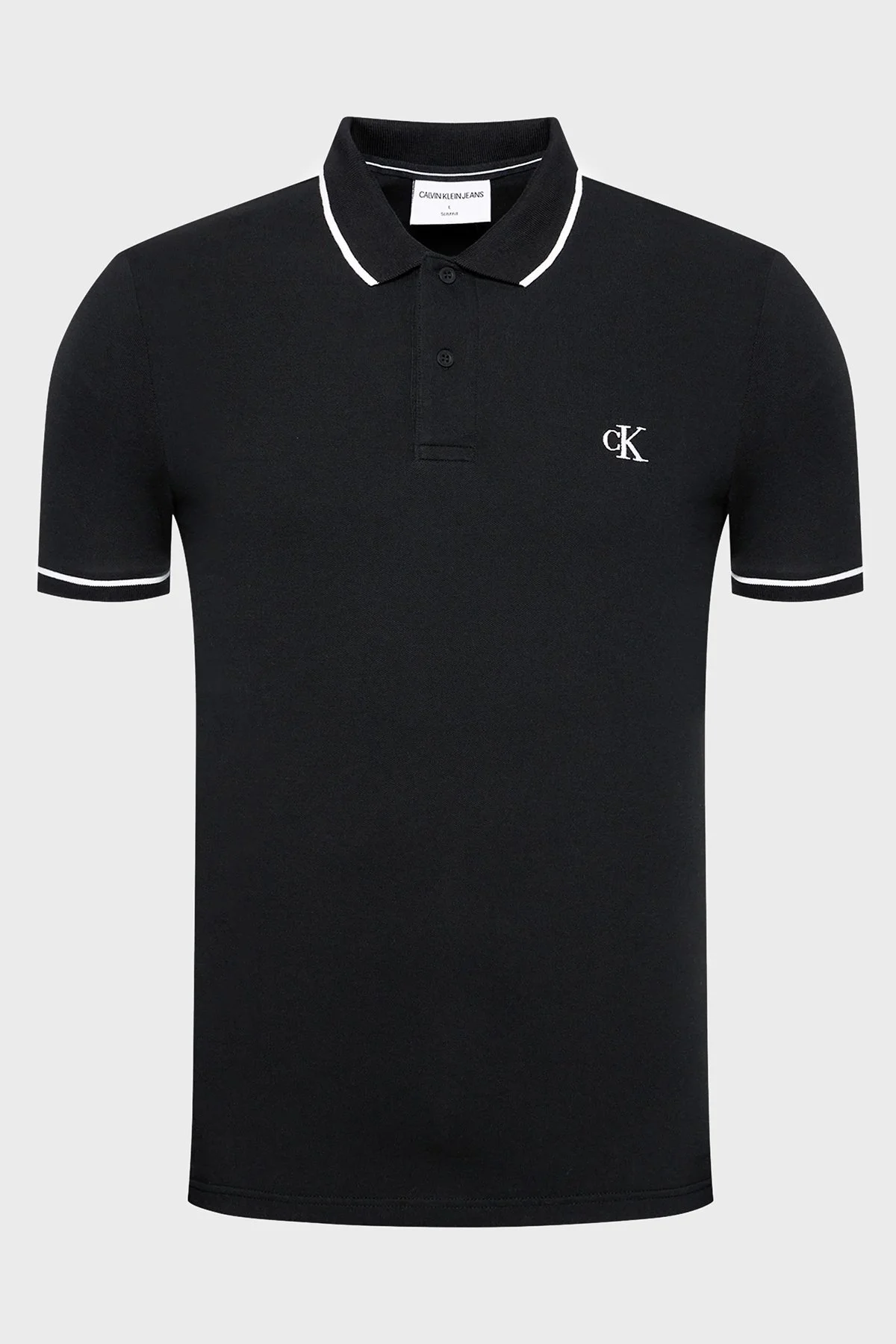 Calvin Klein Pamuklu Slim Fit Düğmeli Yaka Erkek Polo T Shirt J30J315603 BAE SİYAH - 5