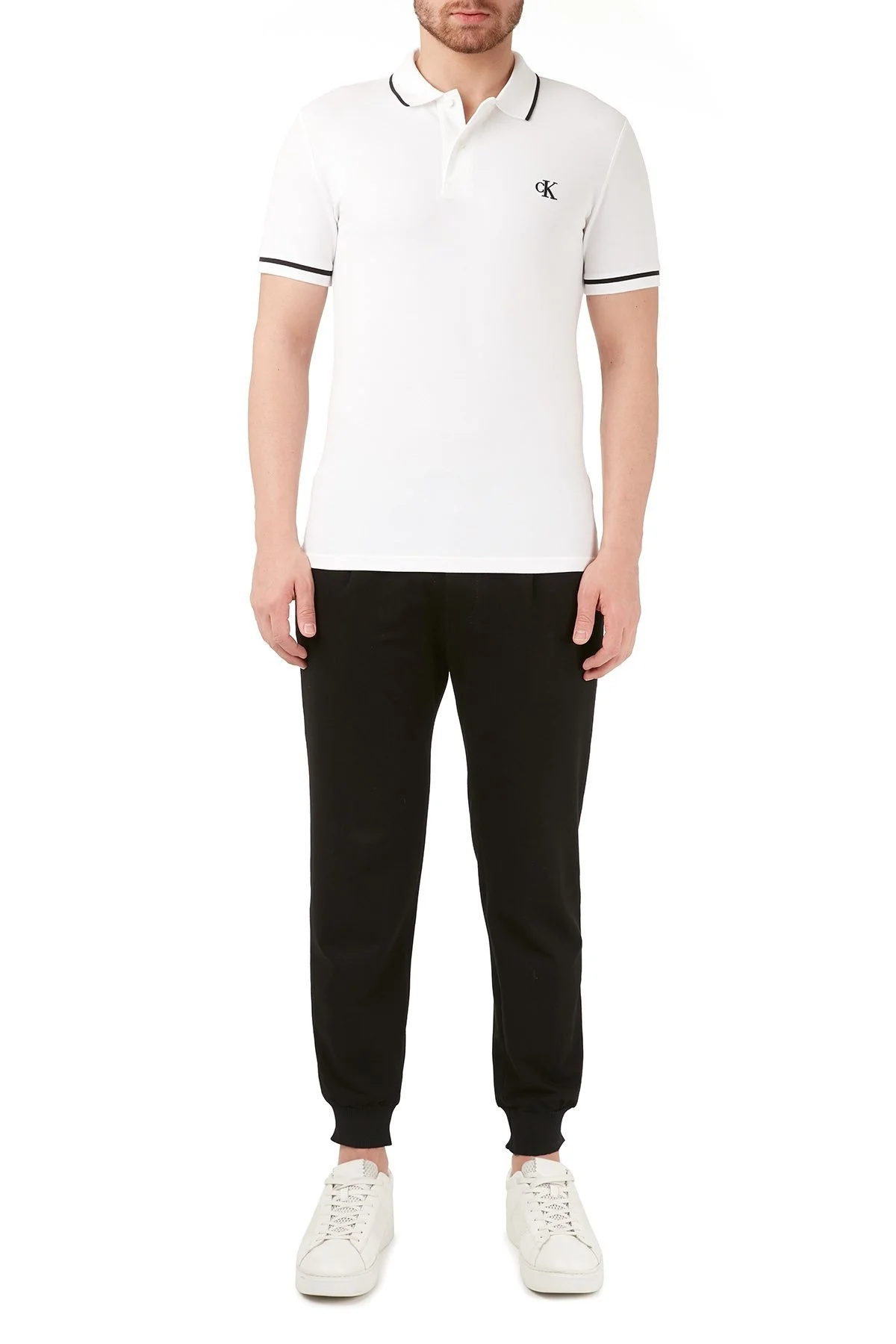 Calvin Klein Slim Fit Düğmeli Yaka Pamuklu Polo Erkek T Shirt J30J315603 YAF BEYAZ - 5