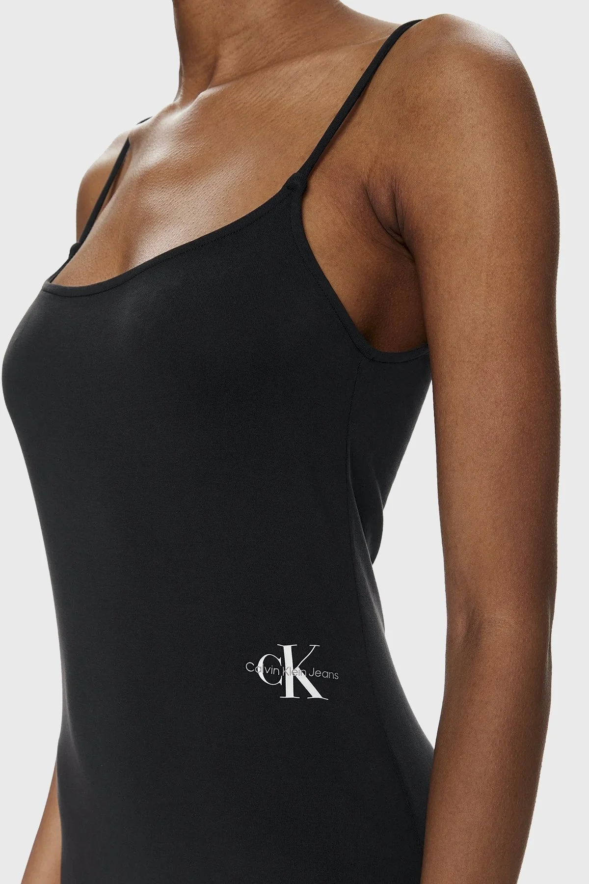 Calvin Klein Slim Fit İp Askılı Jarse Uzun J20J223055BEH Bayan Elbise J20J223055 BEH SİYAH - 5