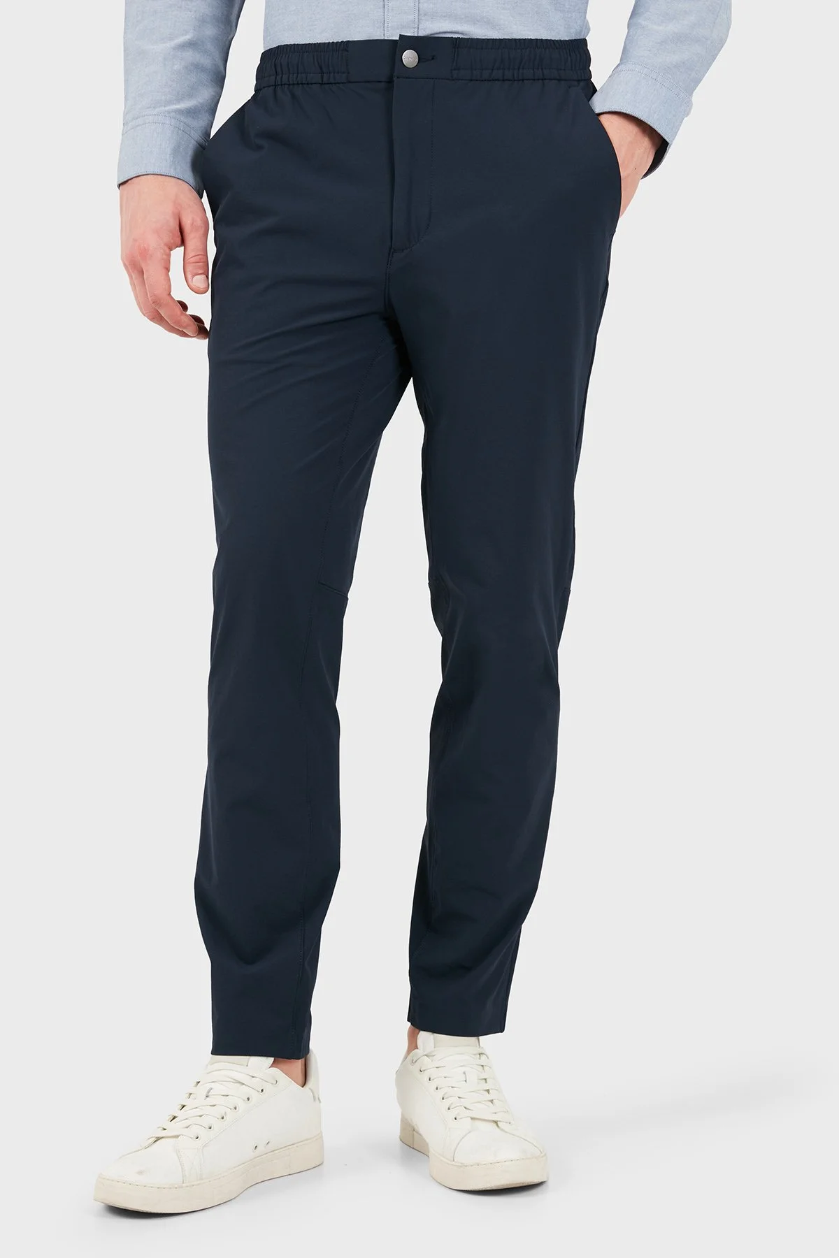 Calvin Klein Slim Fit Lastikli Bel Dar Paça LV04LH603GCEF Erkek Pantolon LV04LH603G CEF Lacivert - 5