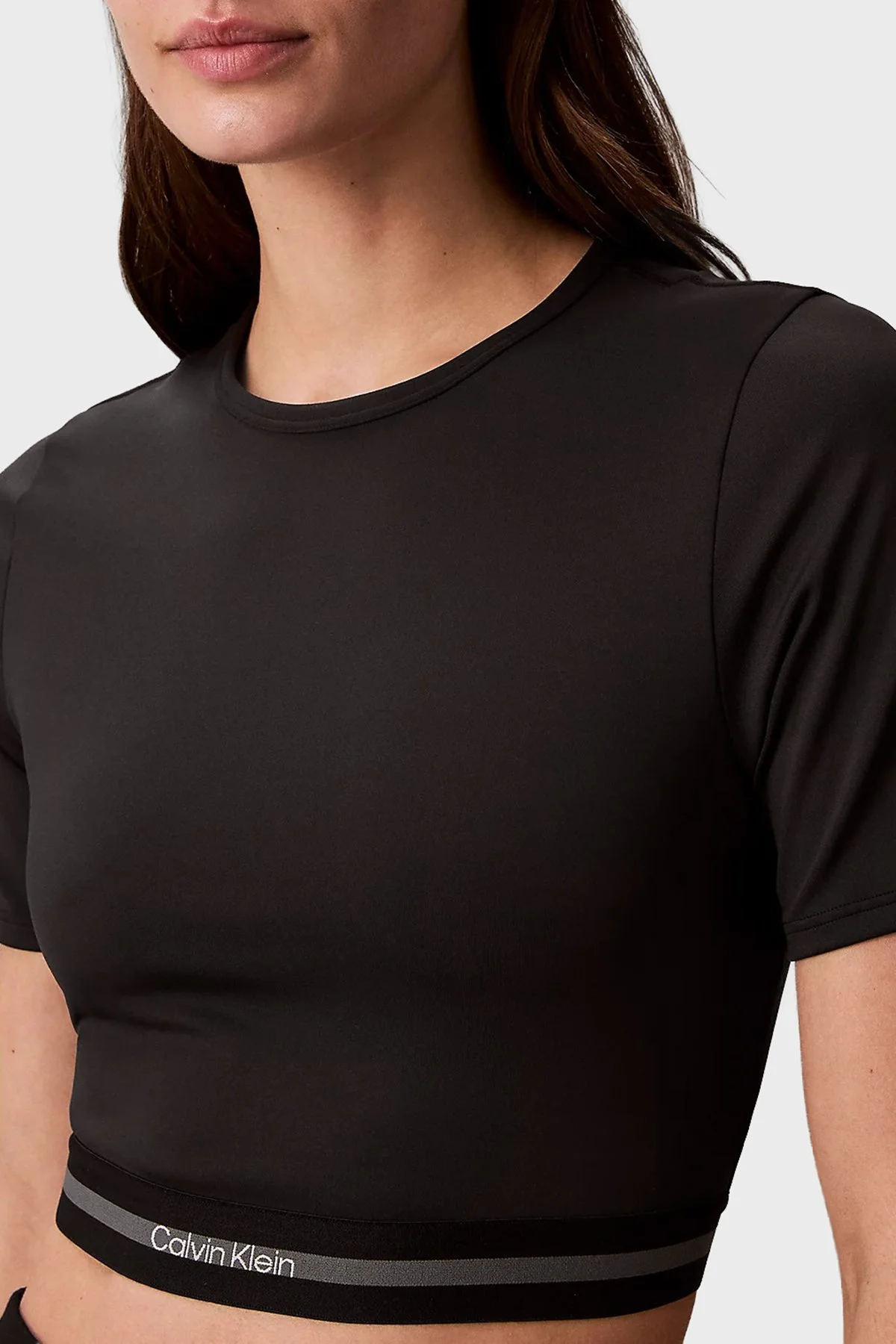 Calvin Klein Slim Fit Logolu Bisiklet Yaka LVGWS6K217UB1 Bayan T Shirt LVGWS6K217 UB1 SİYAH - 5