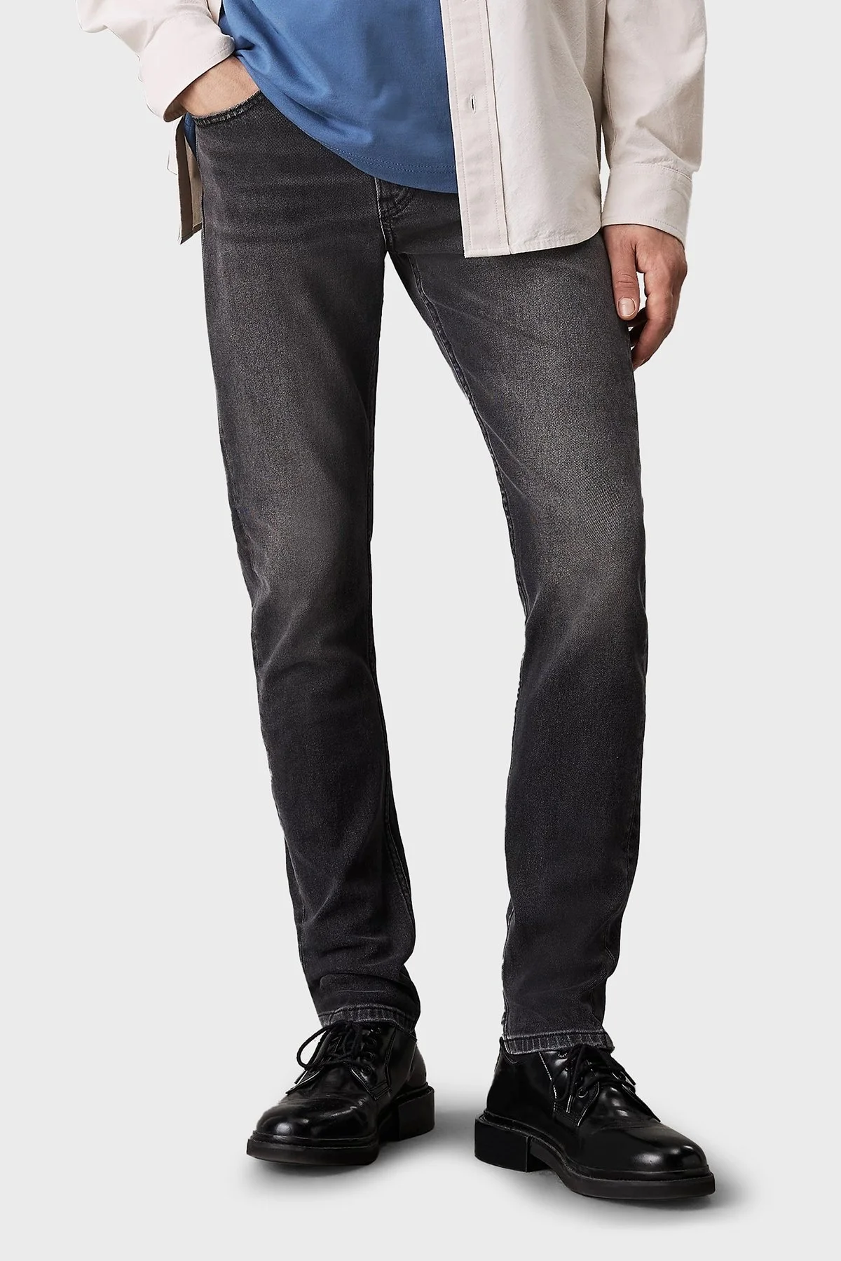 Calvin Klein Slim Fit Normal Bel Dar Paça Jeans J30J3265321BY Erkek Kot Pantolon J30J326532 1BY SİYAH - 6