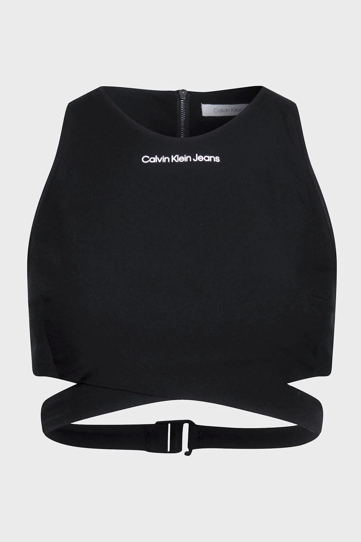 Calvin Klein Slim Fit Sıfır Yaka Crop J20J221068BEH Bayan Top J20J221068 BEH SİYAH - 4