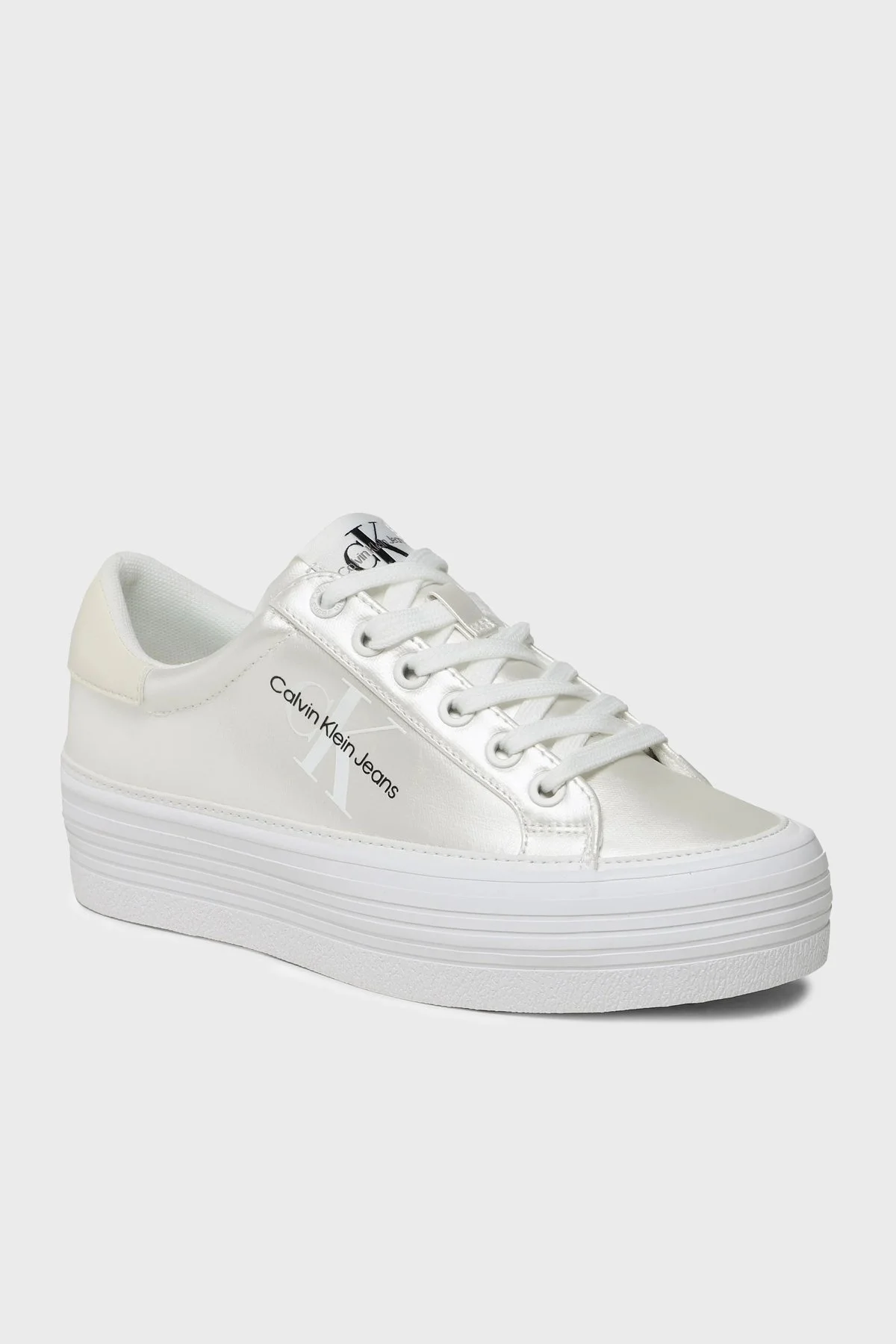Calvin Klein Sneaker YW0YW01037YBR Bayan Ayakkabı YW0YW01037 YBR Parlak Beyaz - 1