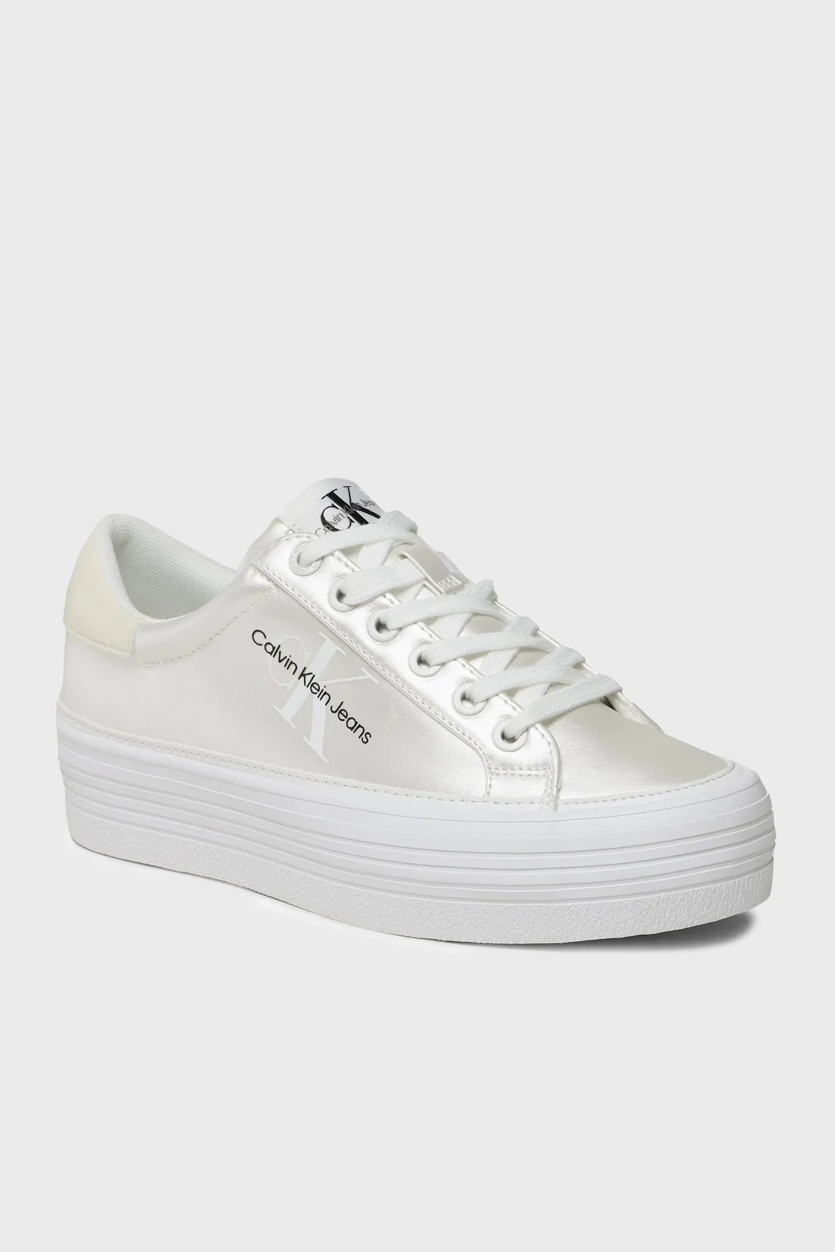 Calvin Klein Sneaker YW0YW01037YBR Bayan Ayakkabı YW0YW01037 YBR Parlak Beyaz - 1