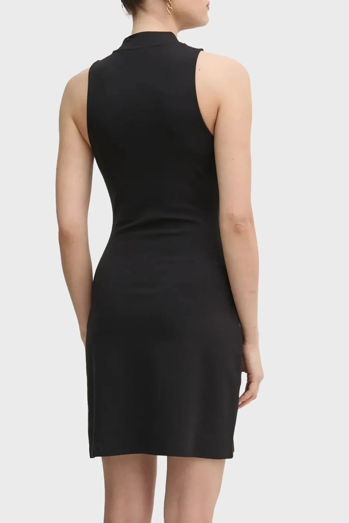 Calvin Klein Streç Logo Baskılı Slim Fit Mini Boy Yırtmaçlı J20J225290BEH Bayan Elbise J20J225290 BEH SİYAH - 9