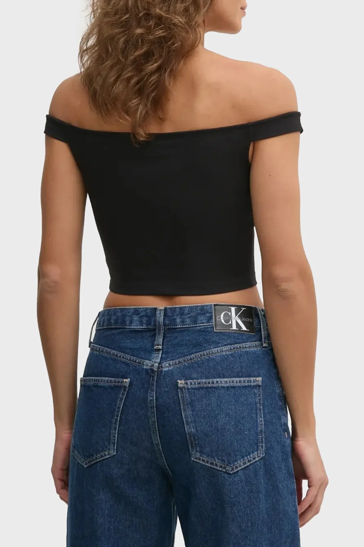 Calvin Klein Streç Logolu Slim Fit Kayık Yaka J20J225542BEH Bayan Top J20J225542 BEH SİYAH - 8