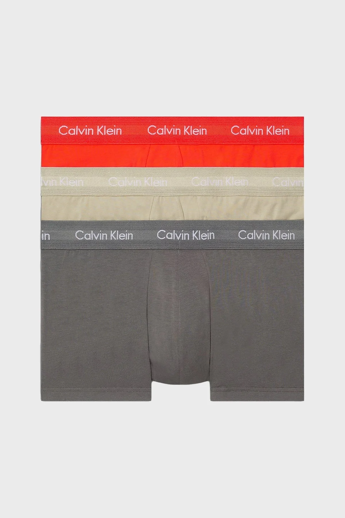 Calvin Klein Streç Pamuklu 3 Pack 0000U2664GMWQ Erkek Boxer 0000U2664G MWQ Gri-Krem-Turuncu - 1
