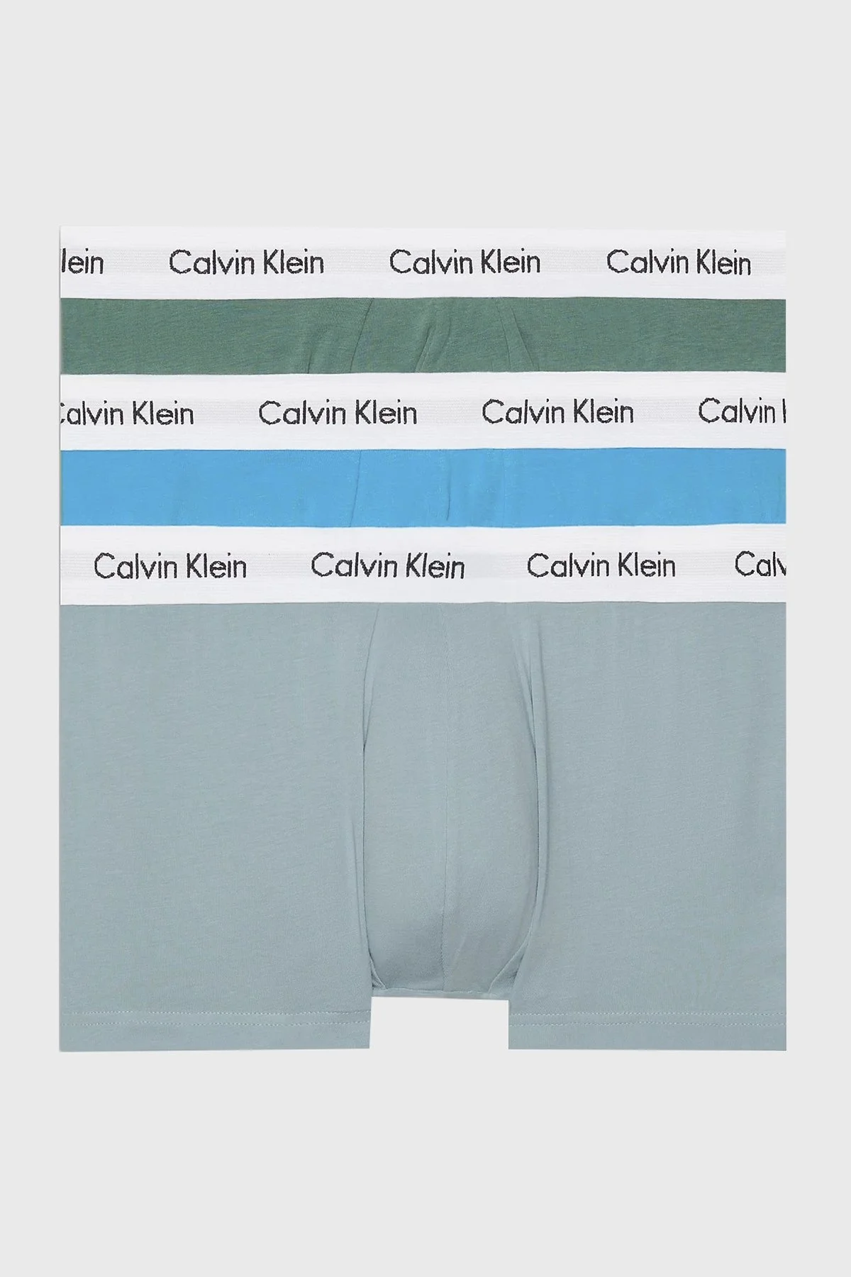 Calvin Klein Streç Pamuklu 3 Pack 0000U2664GN21 Erkek Boxer 0000U2664G N21 Yeşil-Mavi-Gri - 1