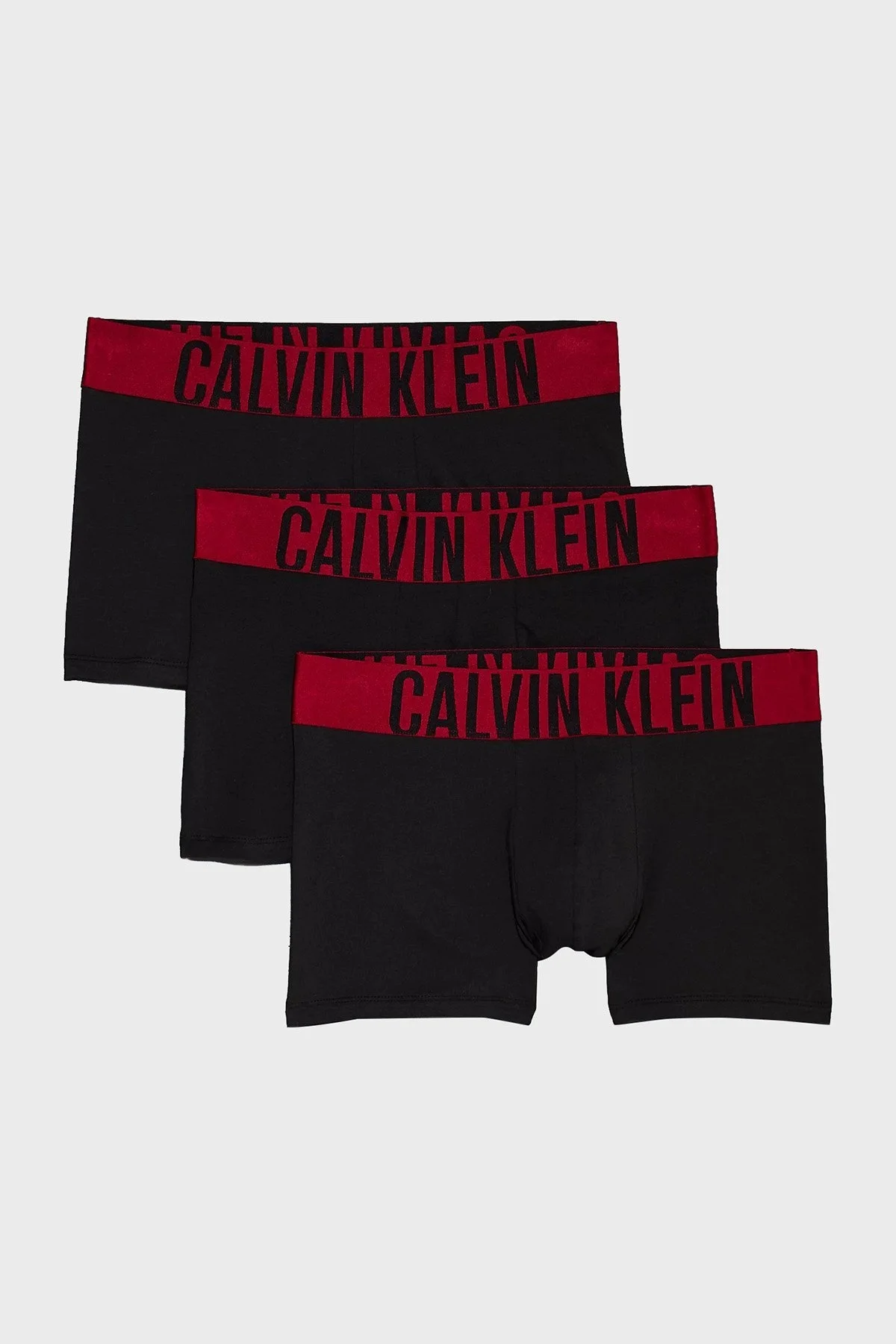 Calvin Klein Streç Pamuklu 3 Pack 000NB3608AQ5X Erkek Boxer 000NB3608A Q5X SİYAH-BORDO - 1