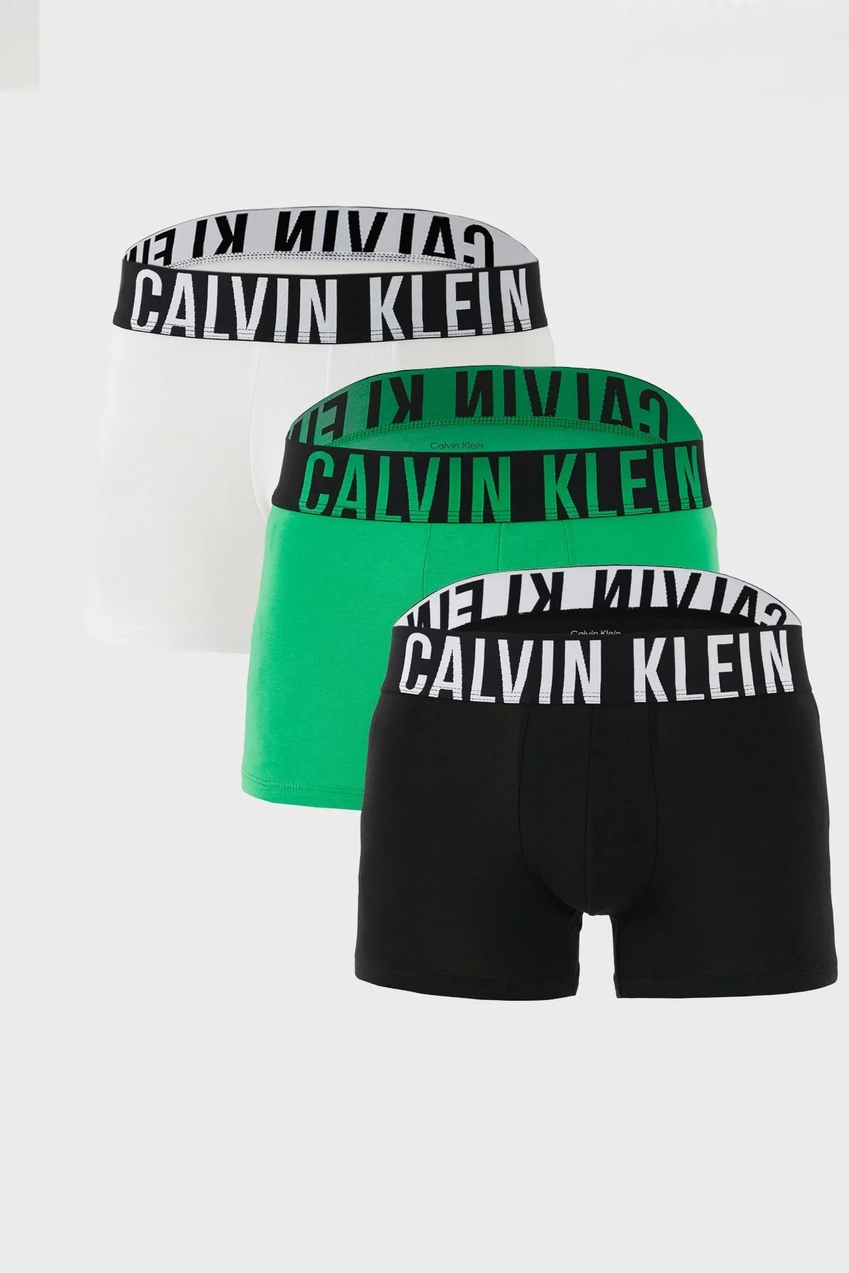 Calvin Klein Streç Pamuklu 3 Pack 000NB3608AVVP Erkek Boxer 000NB3608A VVP Siyah-Beyaz-Yeşil - 1