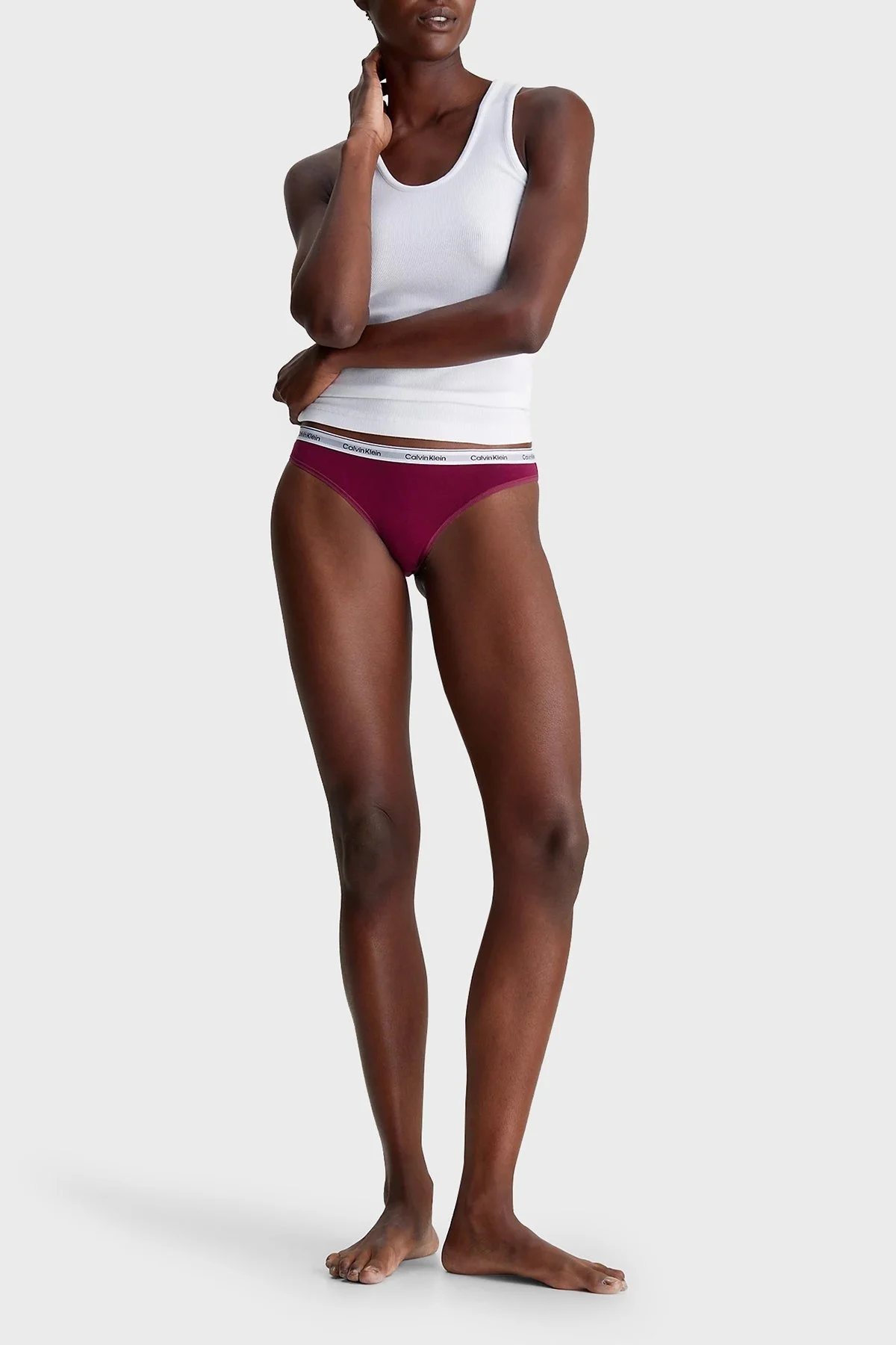 Calvin Klein Streç Pamuklu 3 Pack 000QD5207ENP6 Bayan Külot 000QD5207E NP6 Bordo-Pudra-Siyah - 5