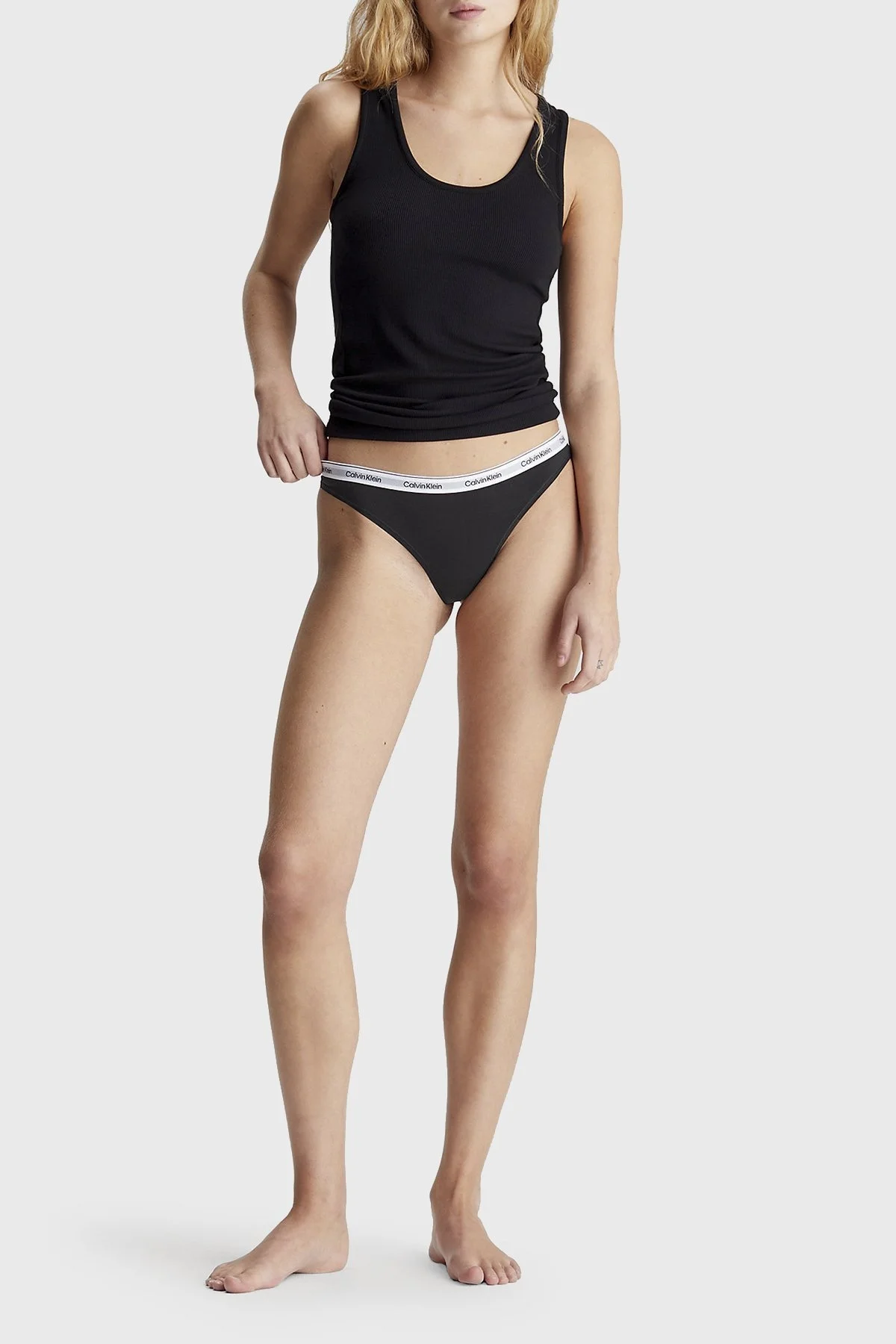 Calvin Klein Streç Pamuklu 3 Pack Tanga 000QD5209EUB1 Bayan Külot 000QD5209E UB1 SİYAH - 4