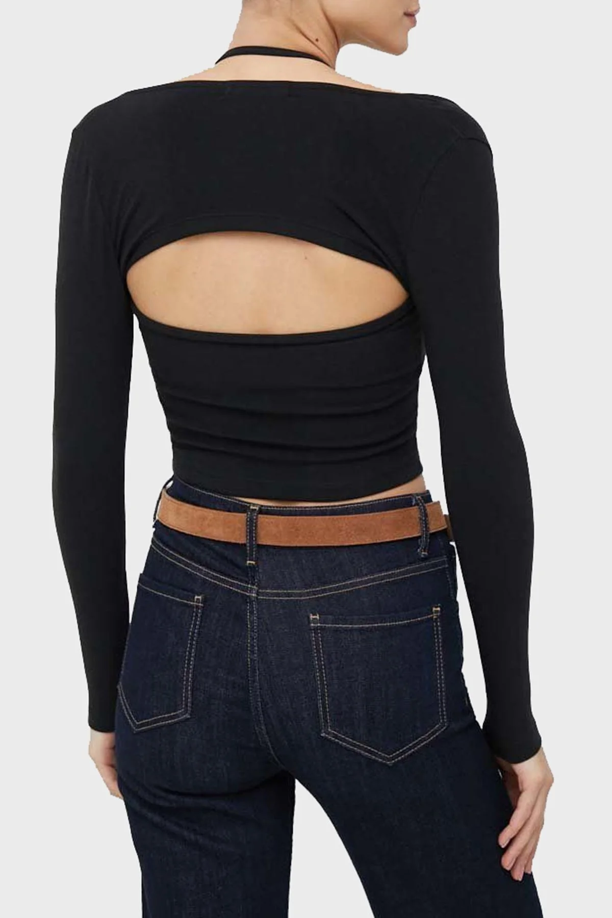 Calvin Klein Streç Pamuklu Çıkarılabilir Üst 2si 1 Arada V Yaka J20J220538BEH Bayan T Shirt J20J220538 BEH SİYAH - 3